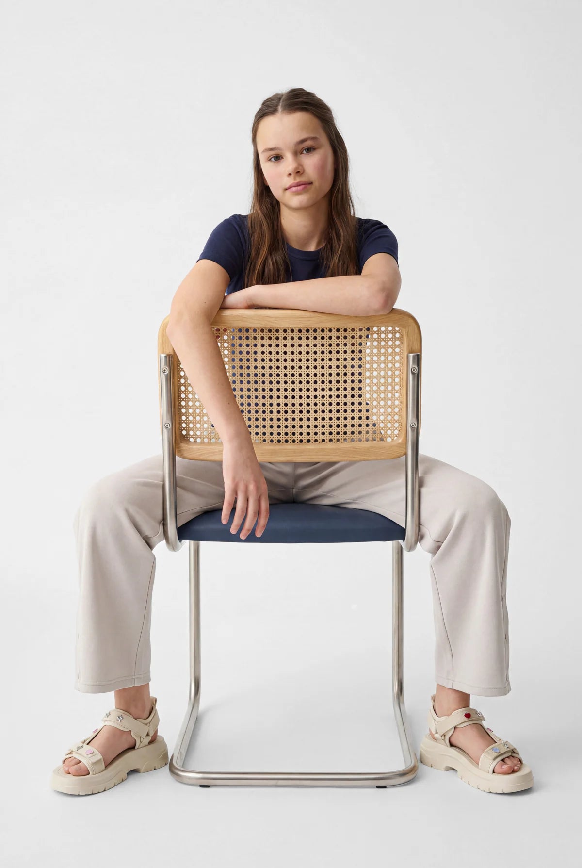 Girls' Wide-Leg Pants with Snap Fasteners