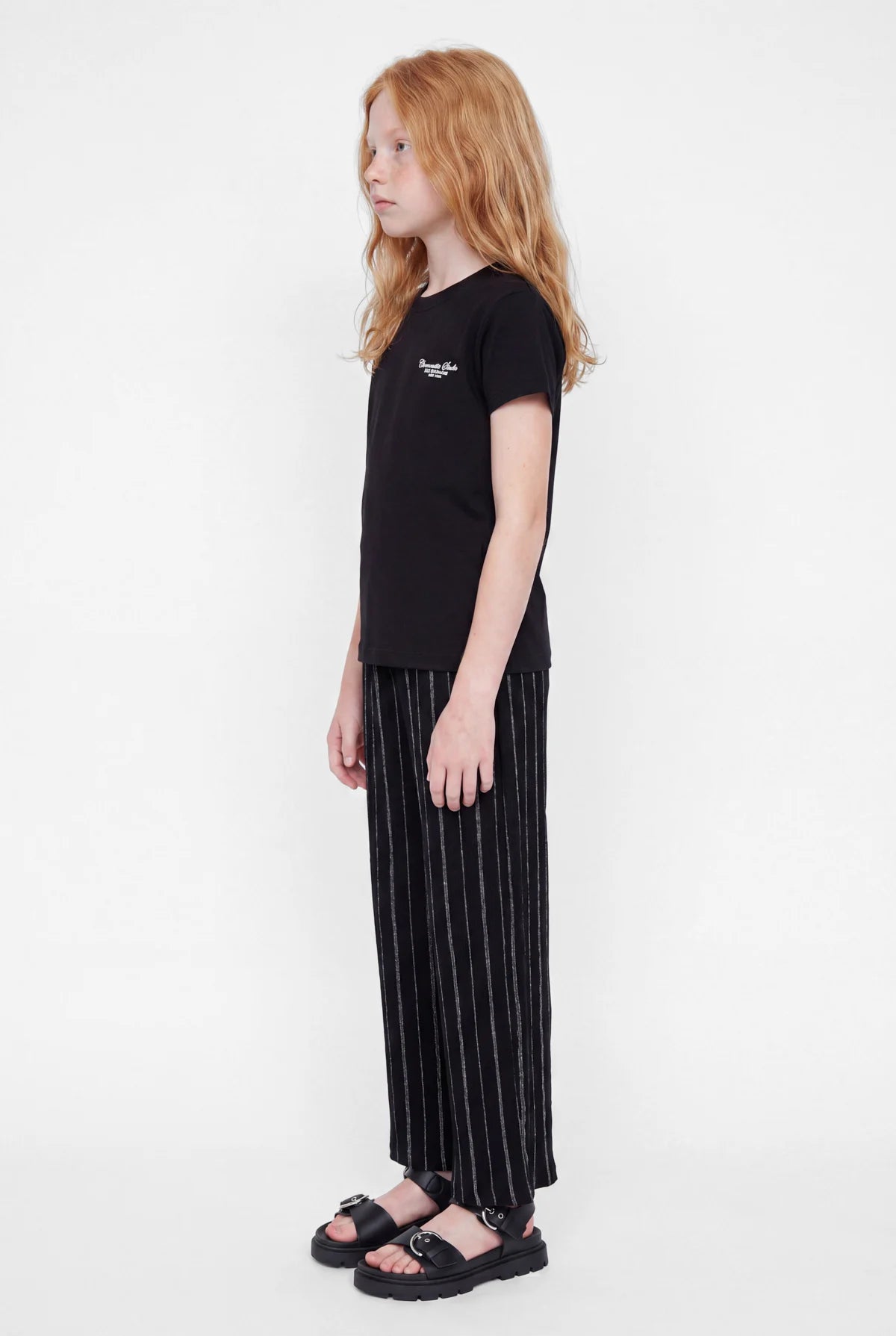 Girls' Striped Wide Leg Trousers with Elastic Waistband