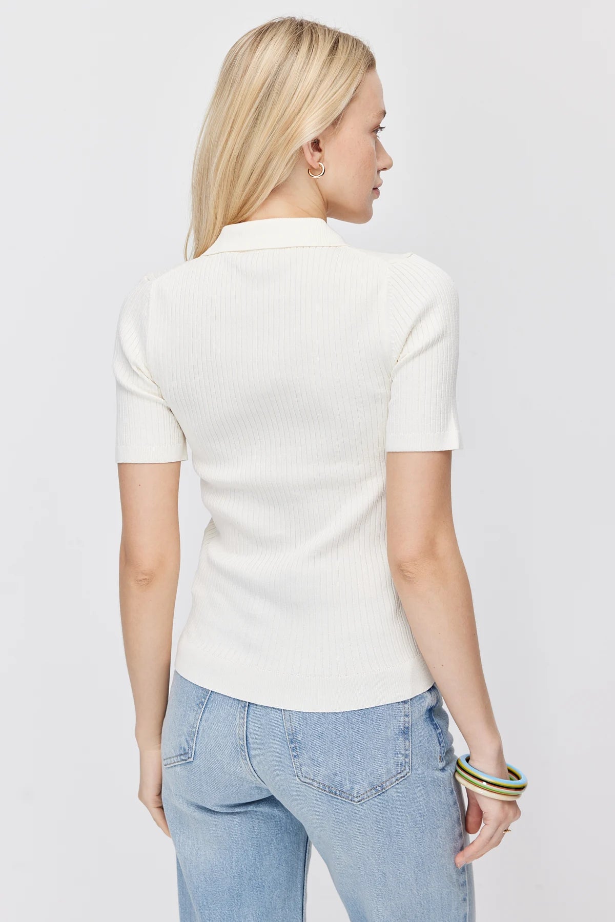 Paulmark Women's Ribbed Polo Collar Knit T-shirt
