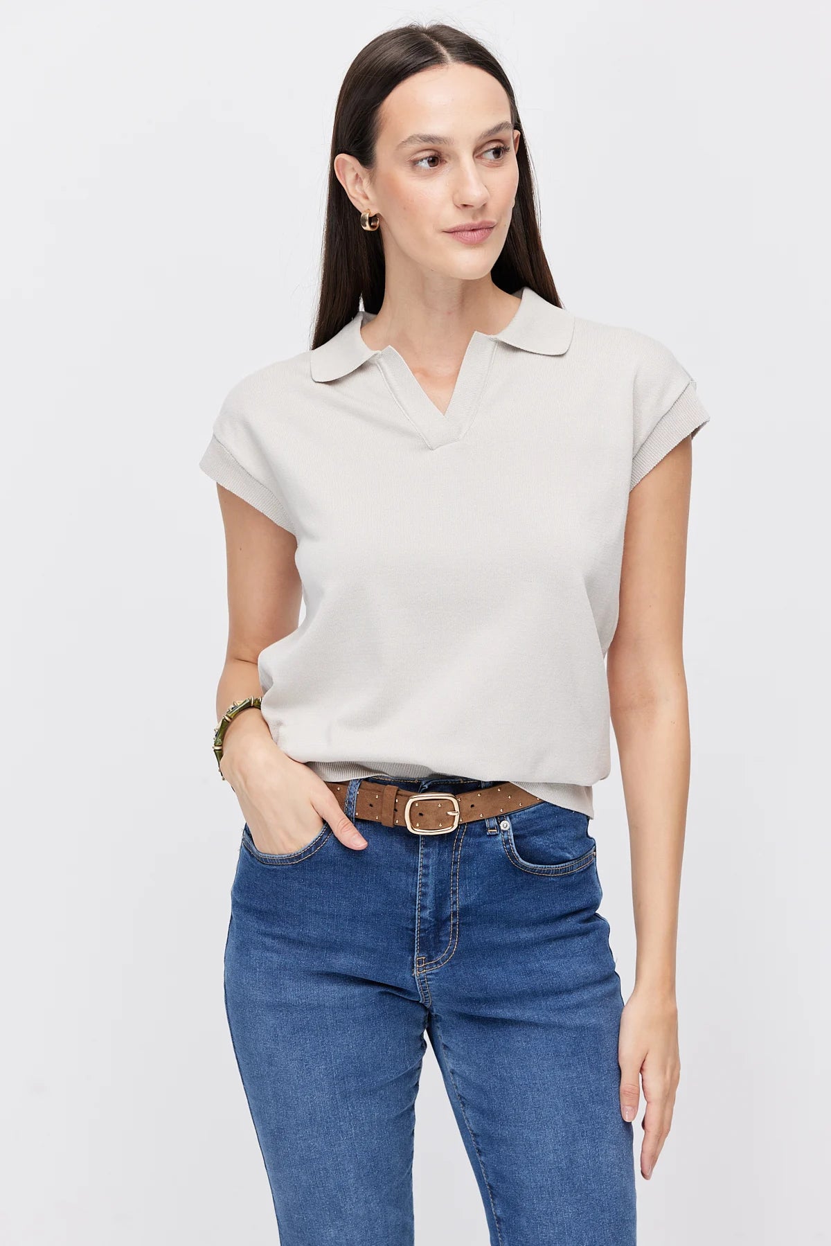 Women's Polo Collar Short-Sleeve Knitwear
