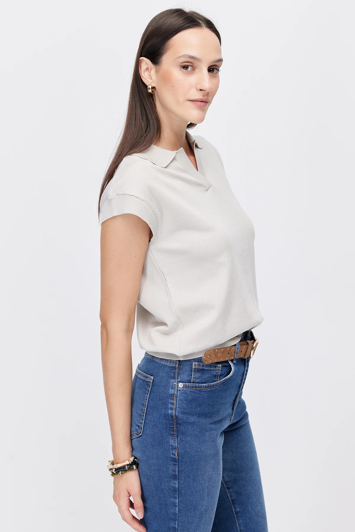 Women's Polo Collar Short-Sleeve Knitwear