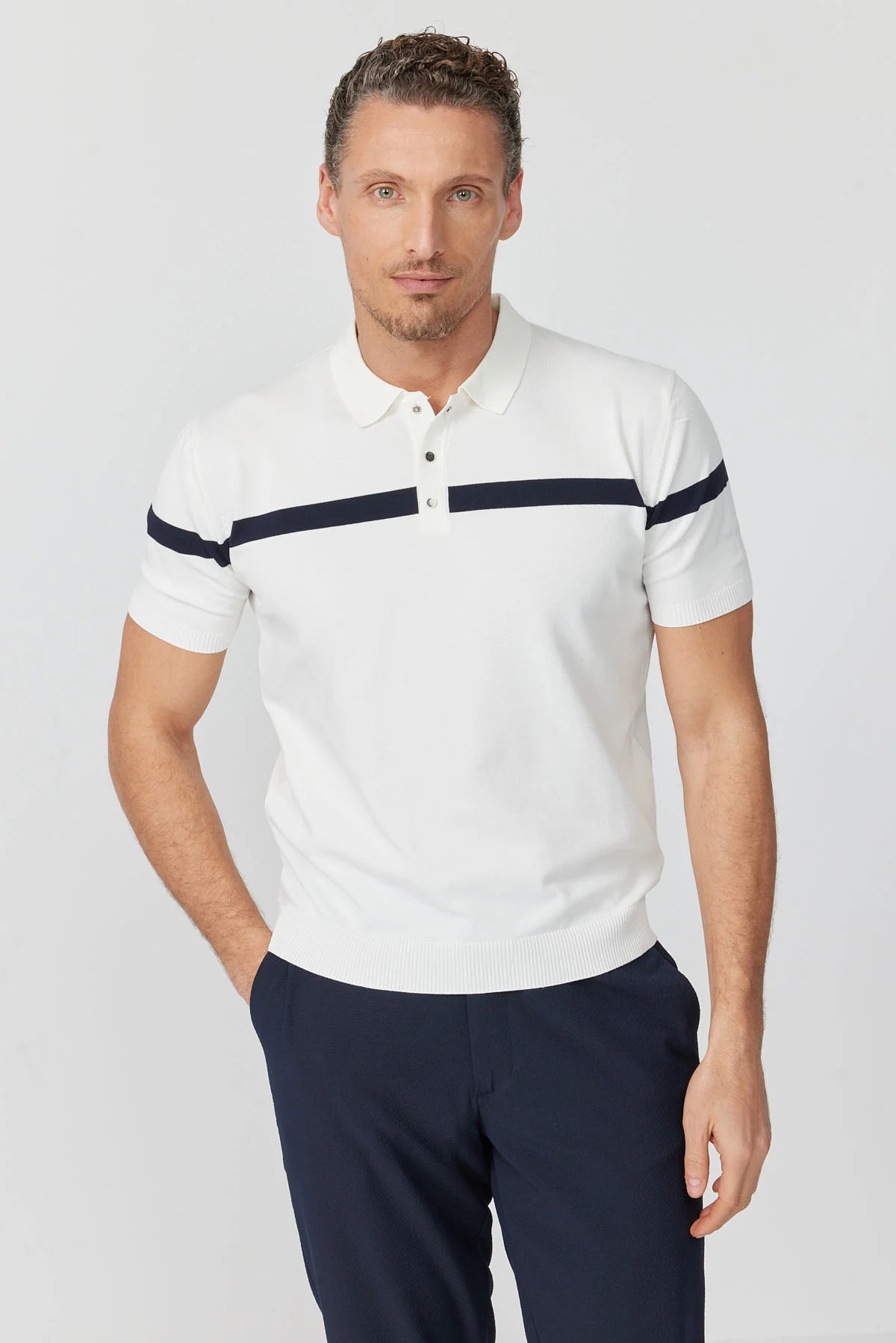 Men's Polo Collar Knit T-shirt