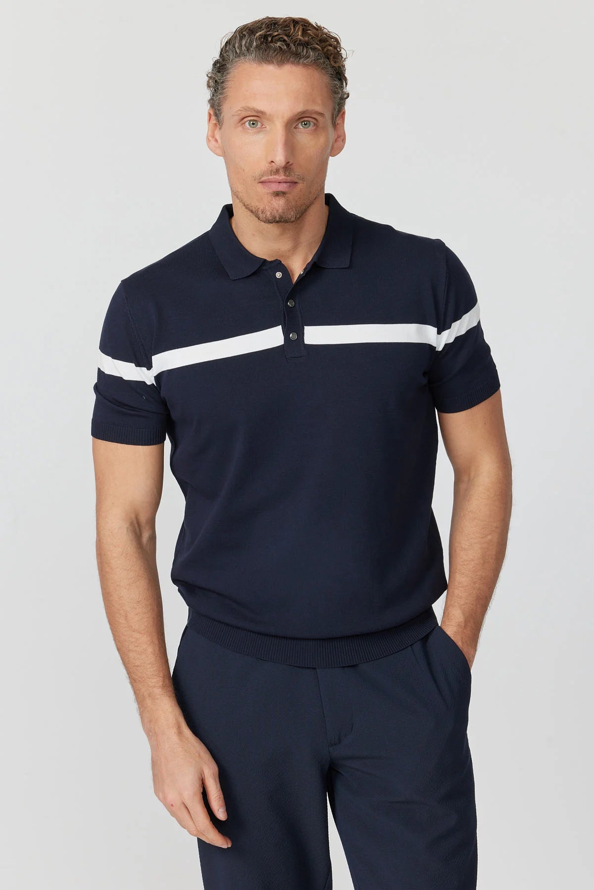 Men's Polo Collar Knit T-shirt
