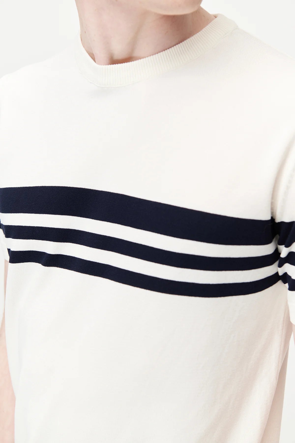 Men's Crew Neck Striped Knit T-shirt