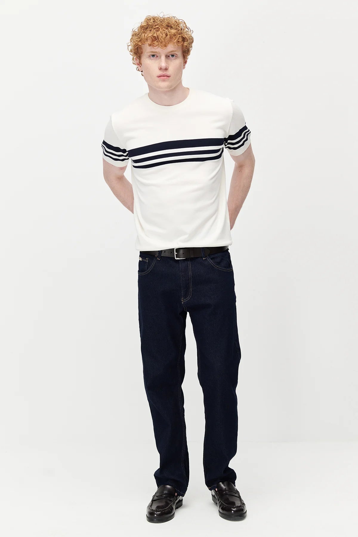 Men's Crew Neck Striped Knit T-shirt