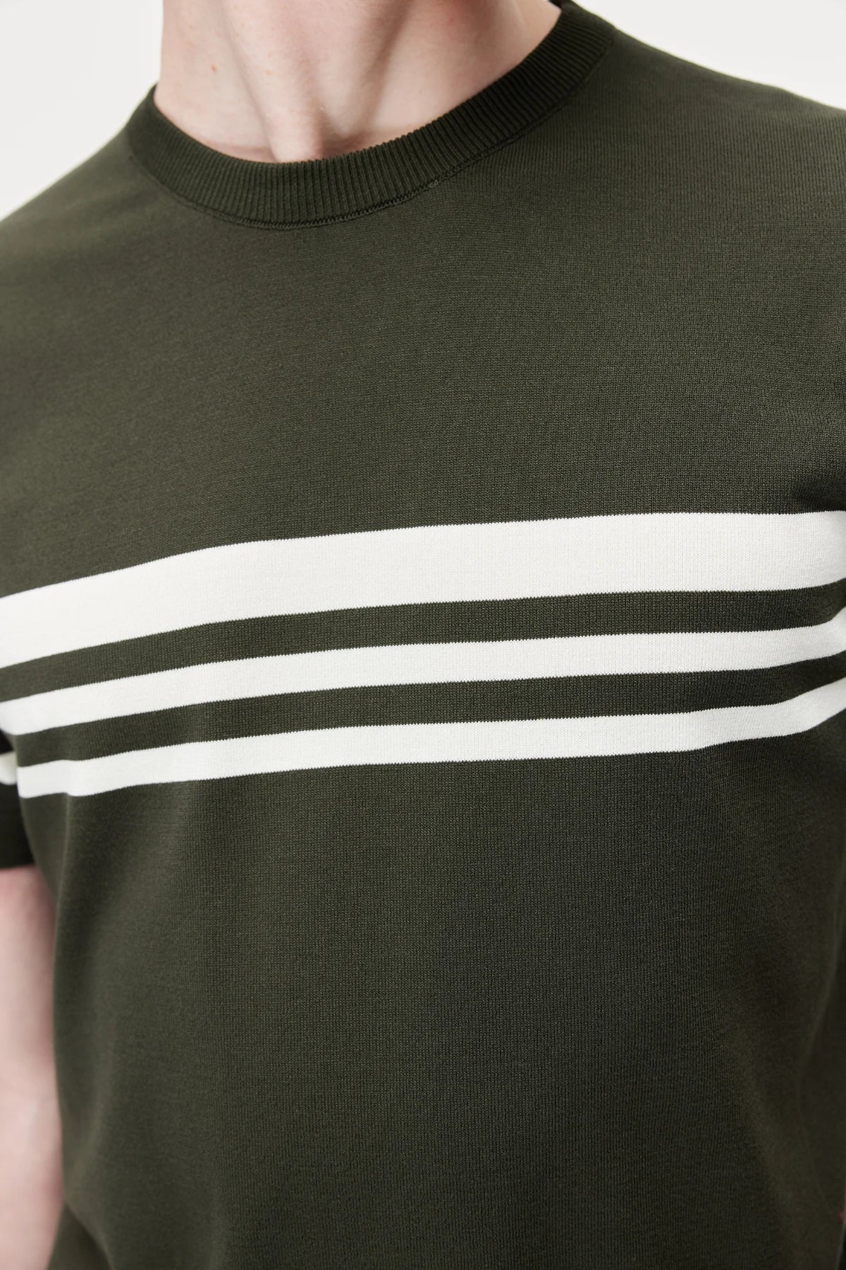Men's Crew Neck Striped Knit T-shirt