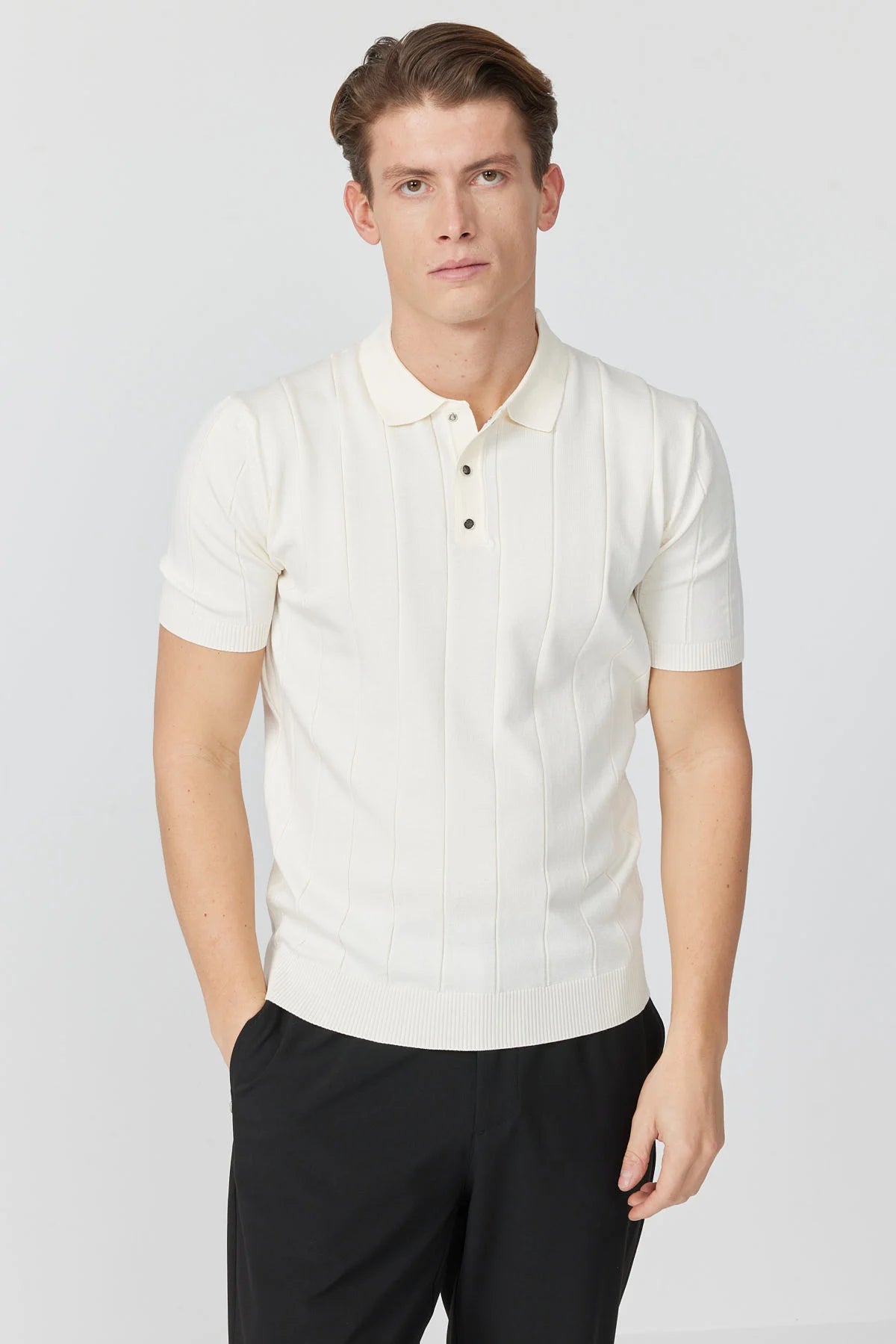 Men's Knitted Polo Collar T-Shirt
