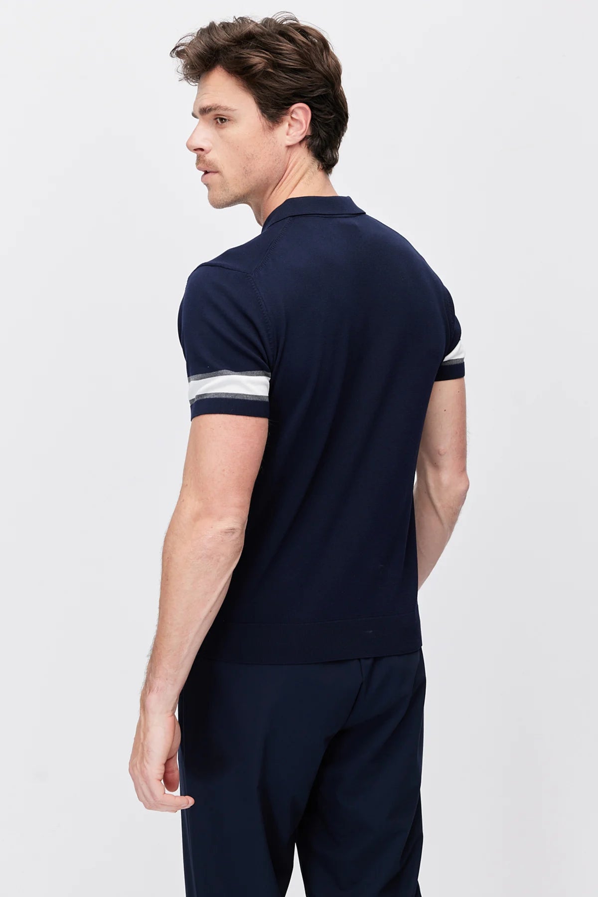 Men's Buttonless Polo Collar Knit T-shirt