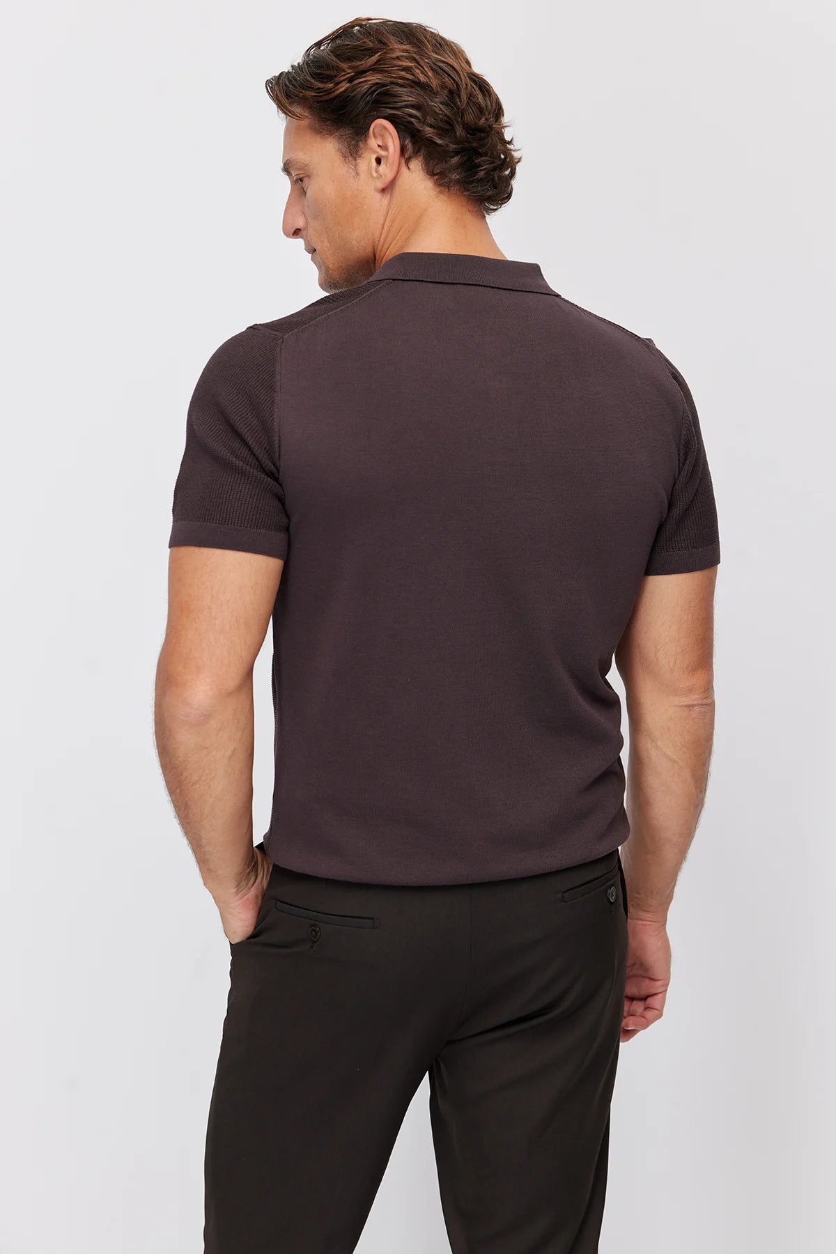 Men's Textured Knit Polo  T-Shirt