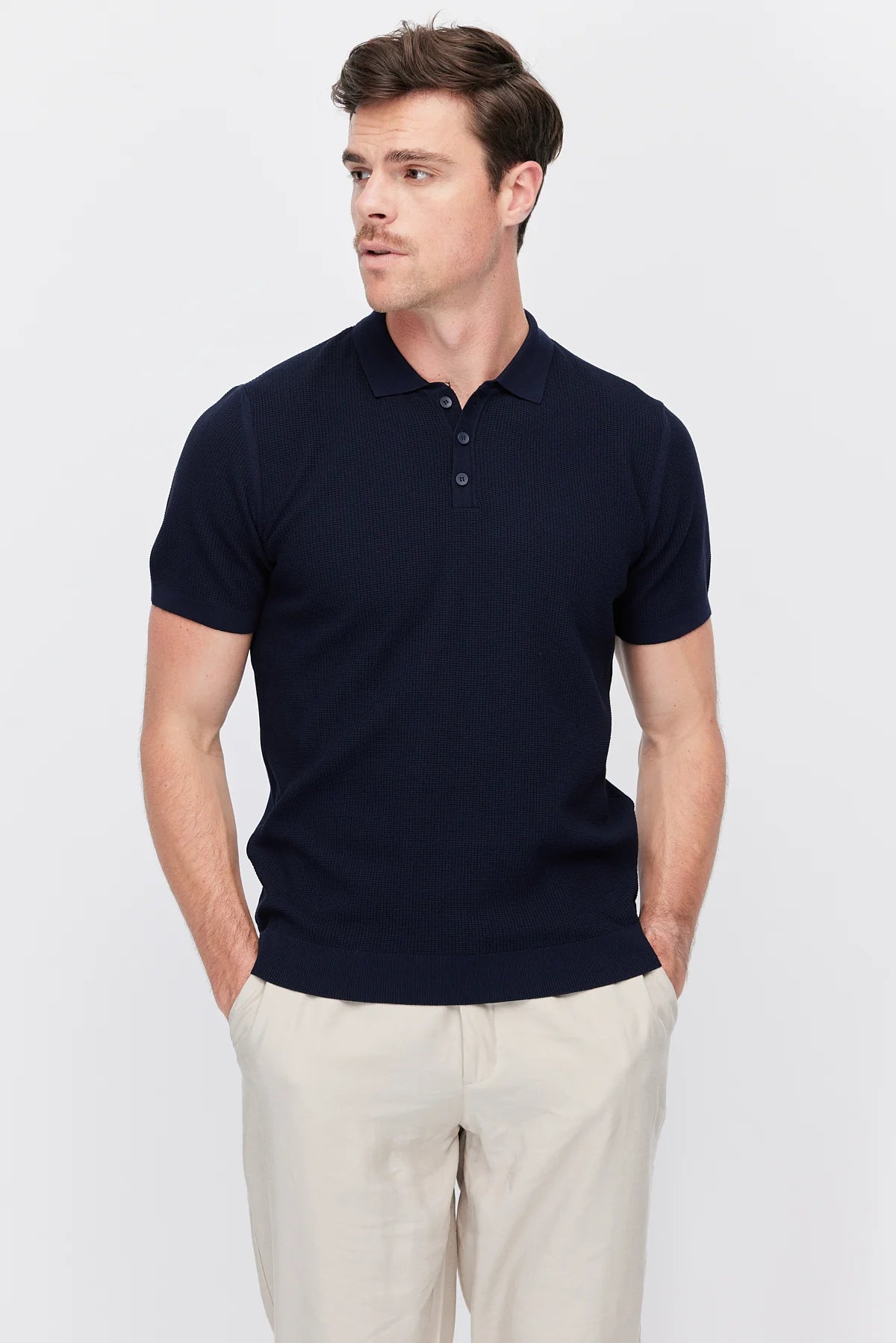 Men's Textured Knit Polo  T-Shirt