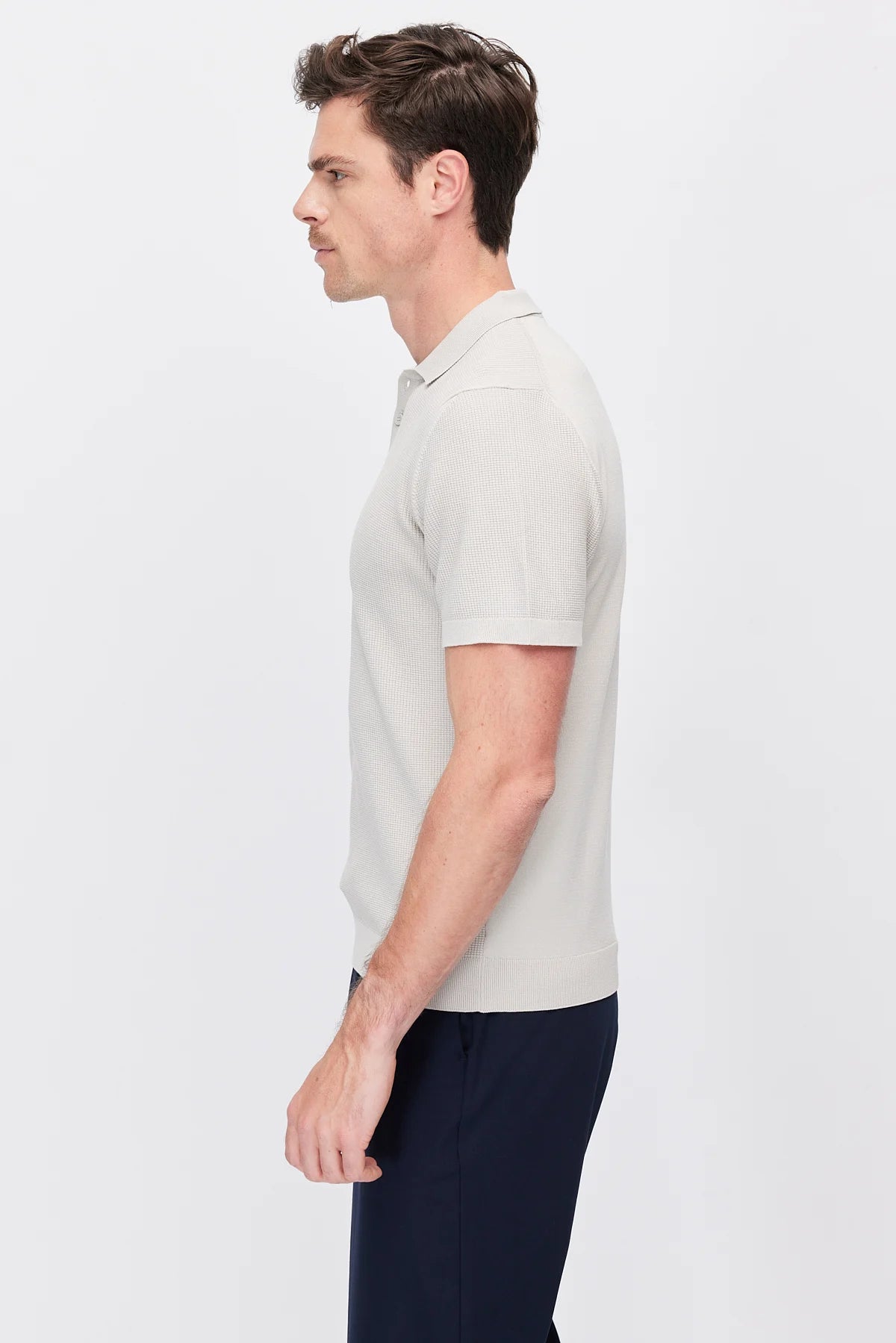 Men's Textured Knit Polo  T-Shirt