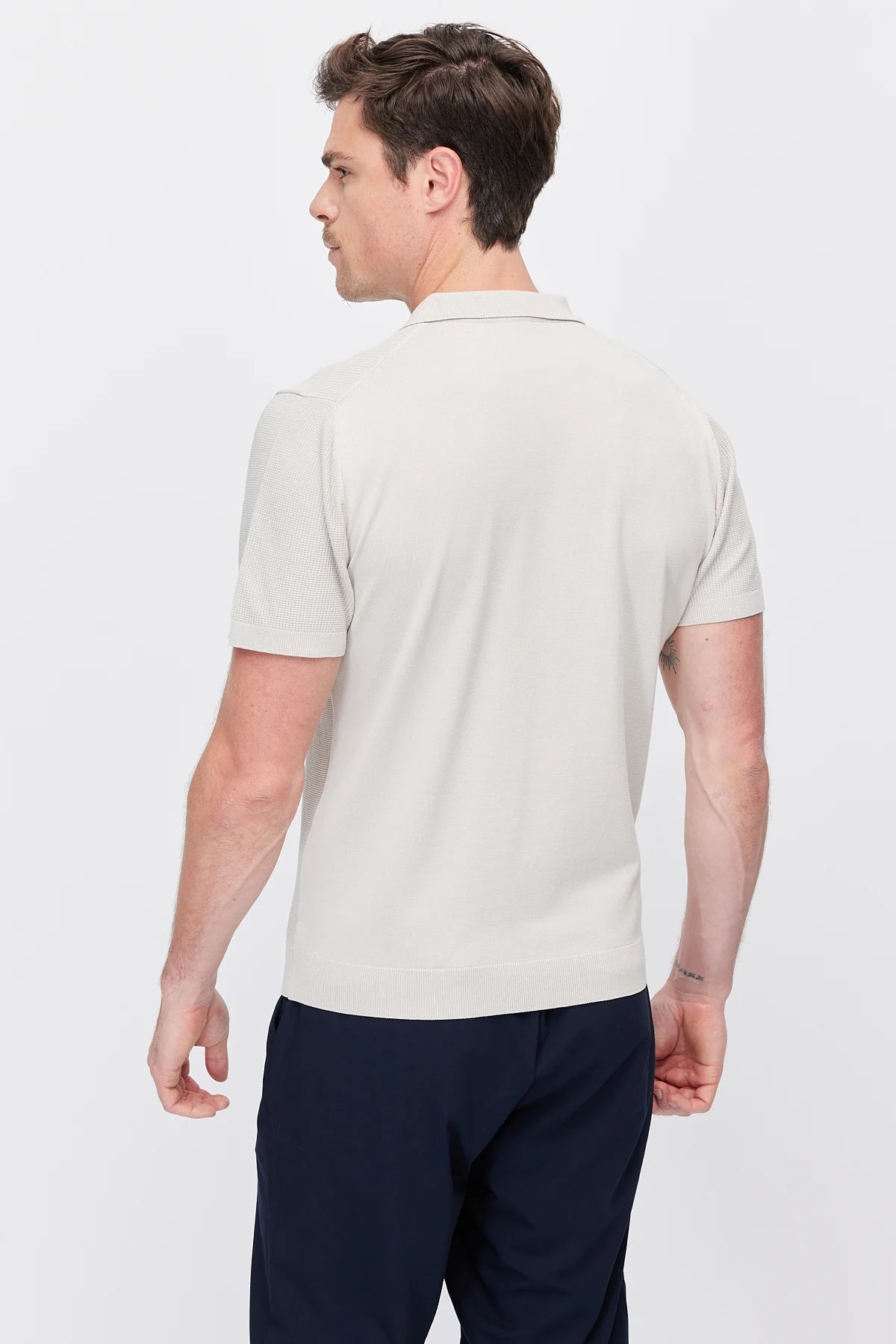 Men's Textured Knit Polo  T-Shirt
