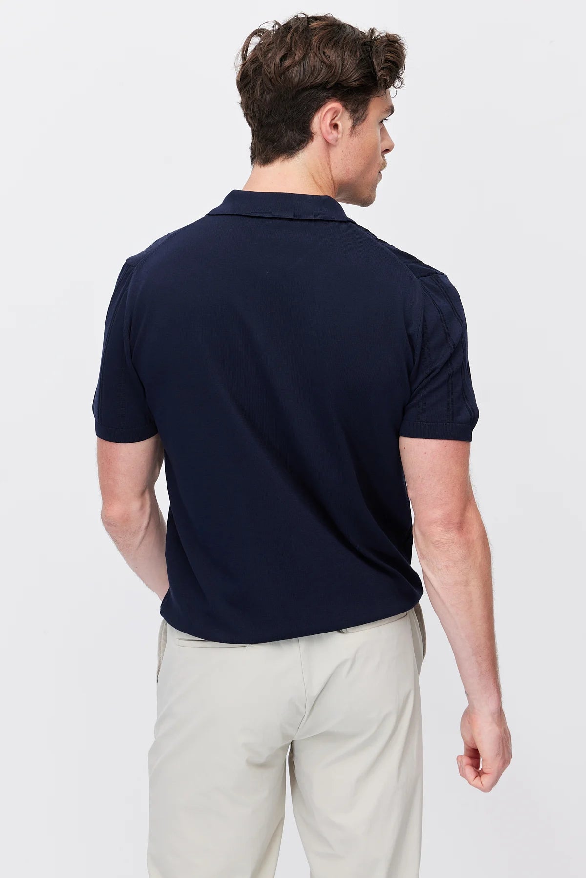Men's Detailed Buttoned Knit Polo Collar T-Shirt