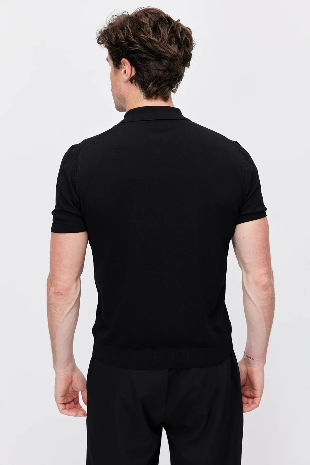 Men's Detailed Buttoned Knit Polo Collar T-Shirt