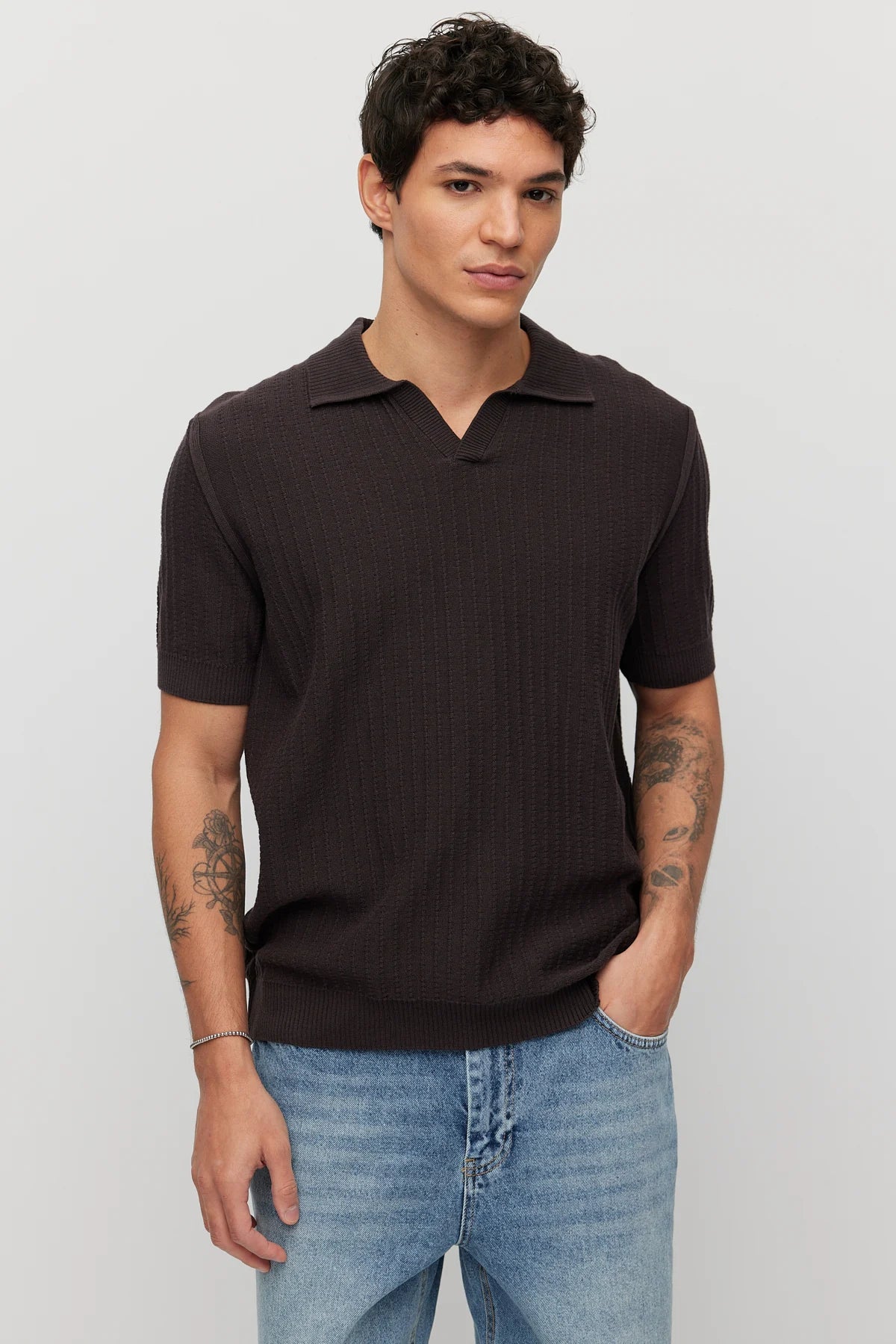 Men's Collar Knit T-shirt