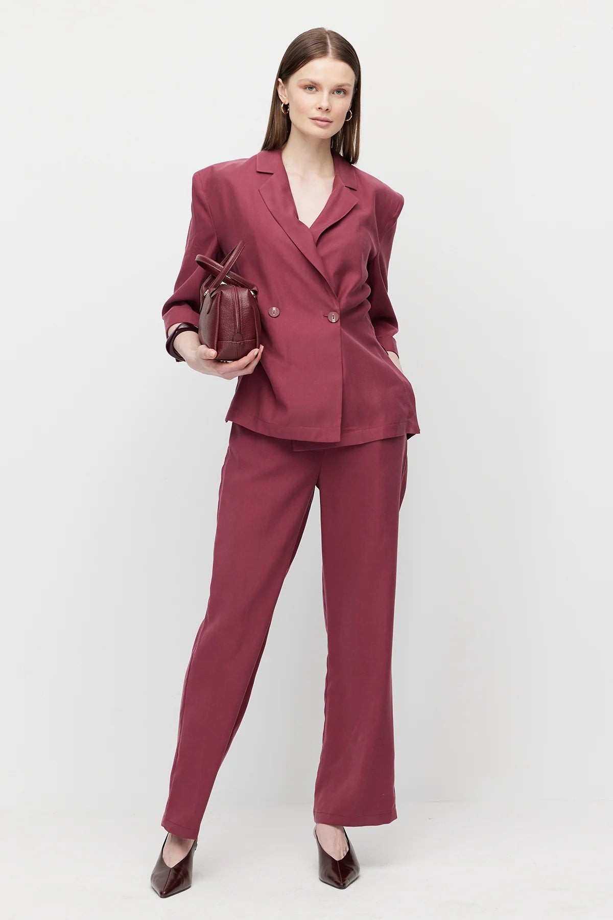 Women's Linen-Look Straight-Fit Trousers
