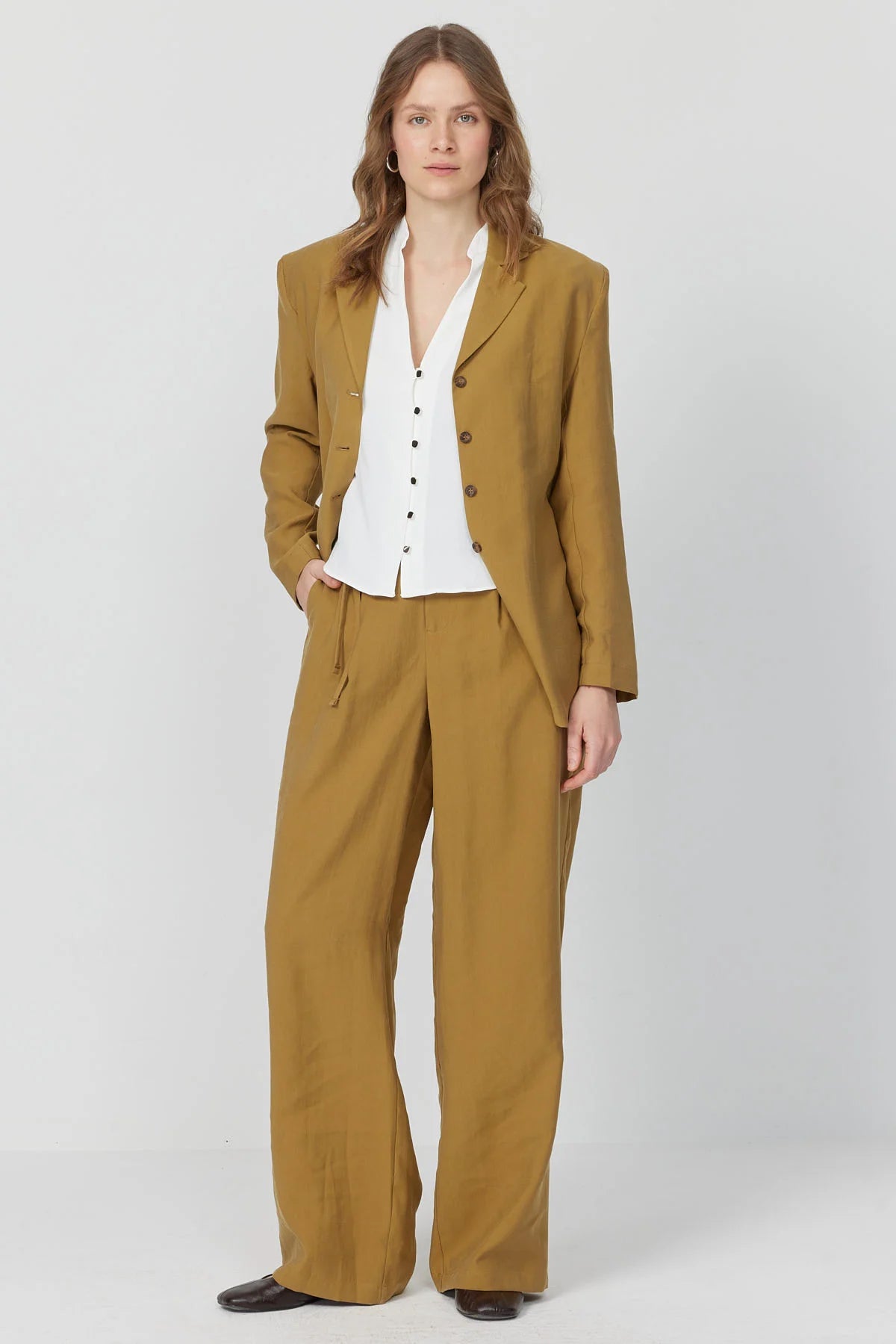 Women's Wide Leg Trousers with Waist Detail