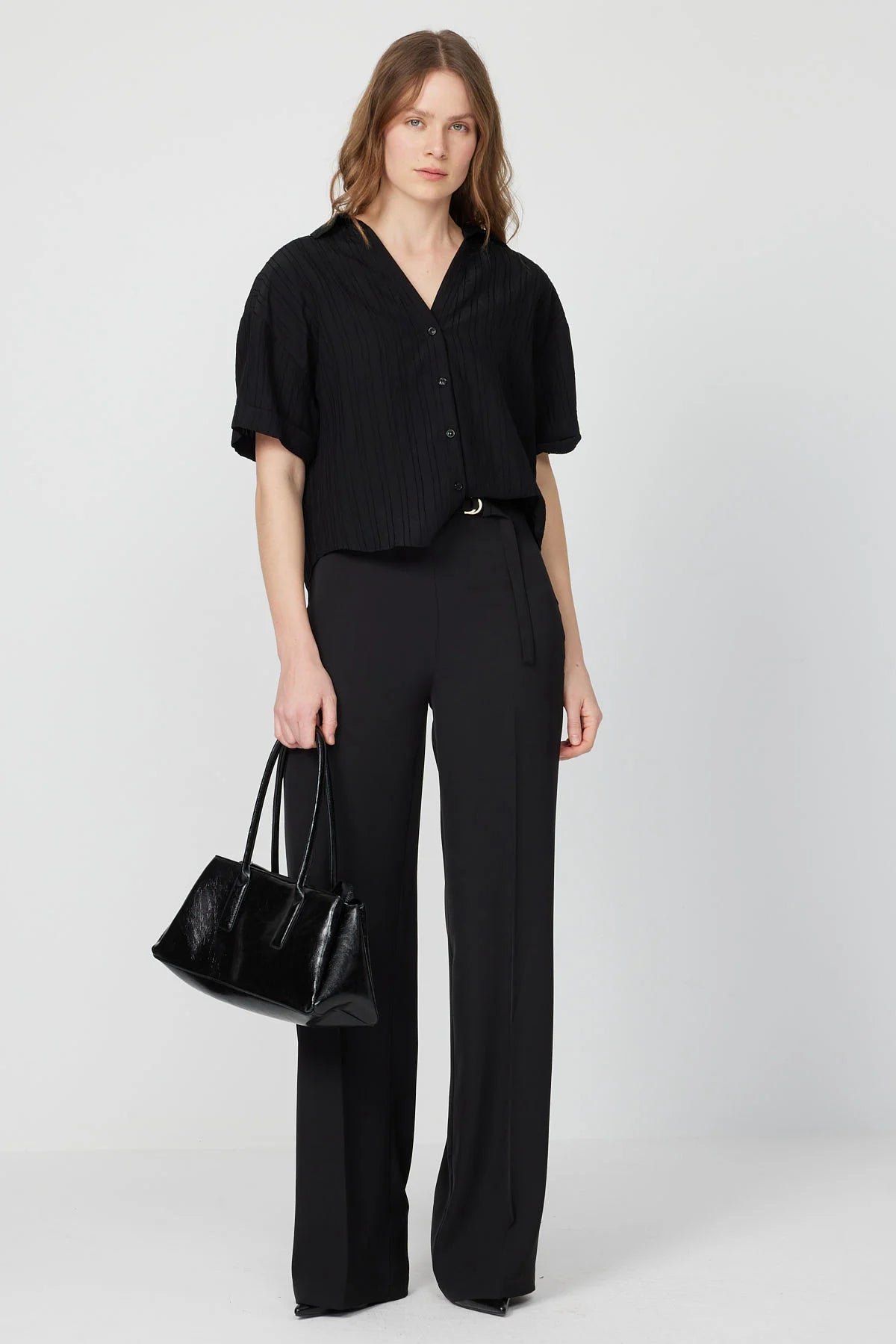 Women’s Fabric Trousers with Belt Detail