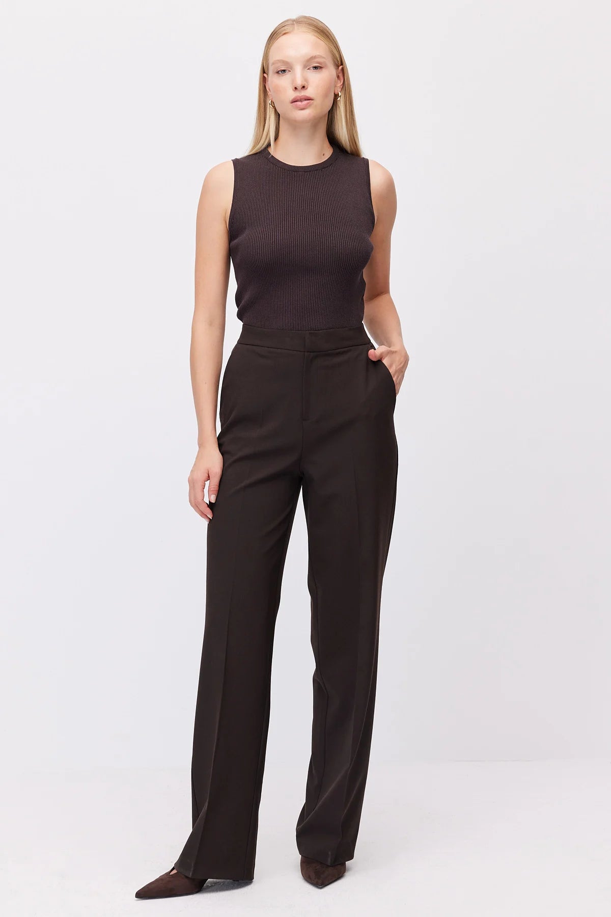 Women's Wide Leg Fabric Trousers