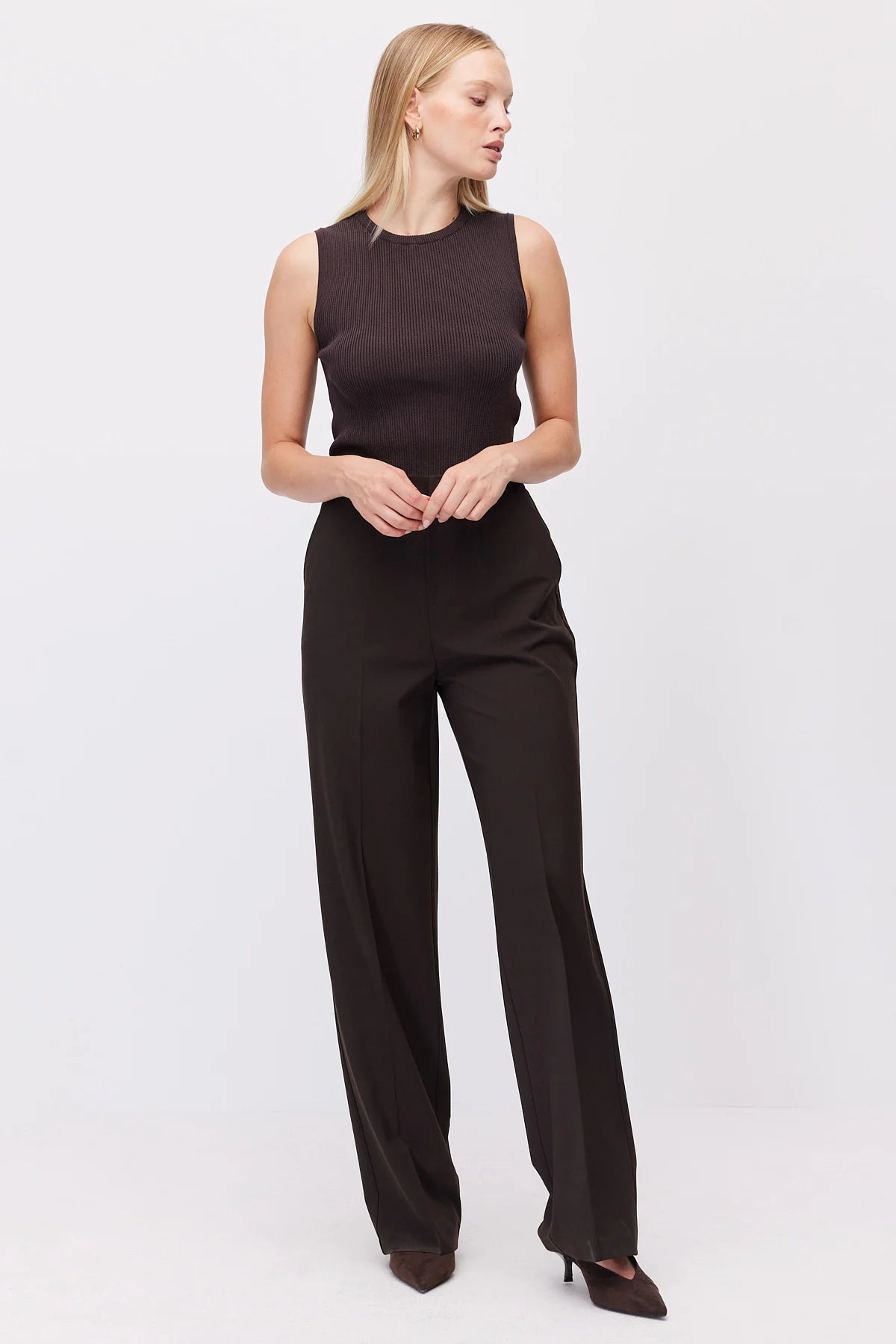 Women's Wide Leg Fabric Trousers