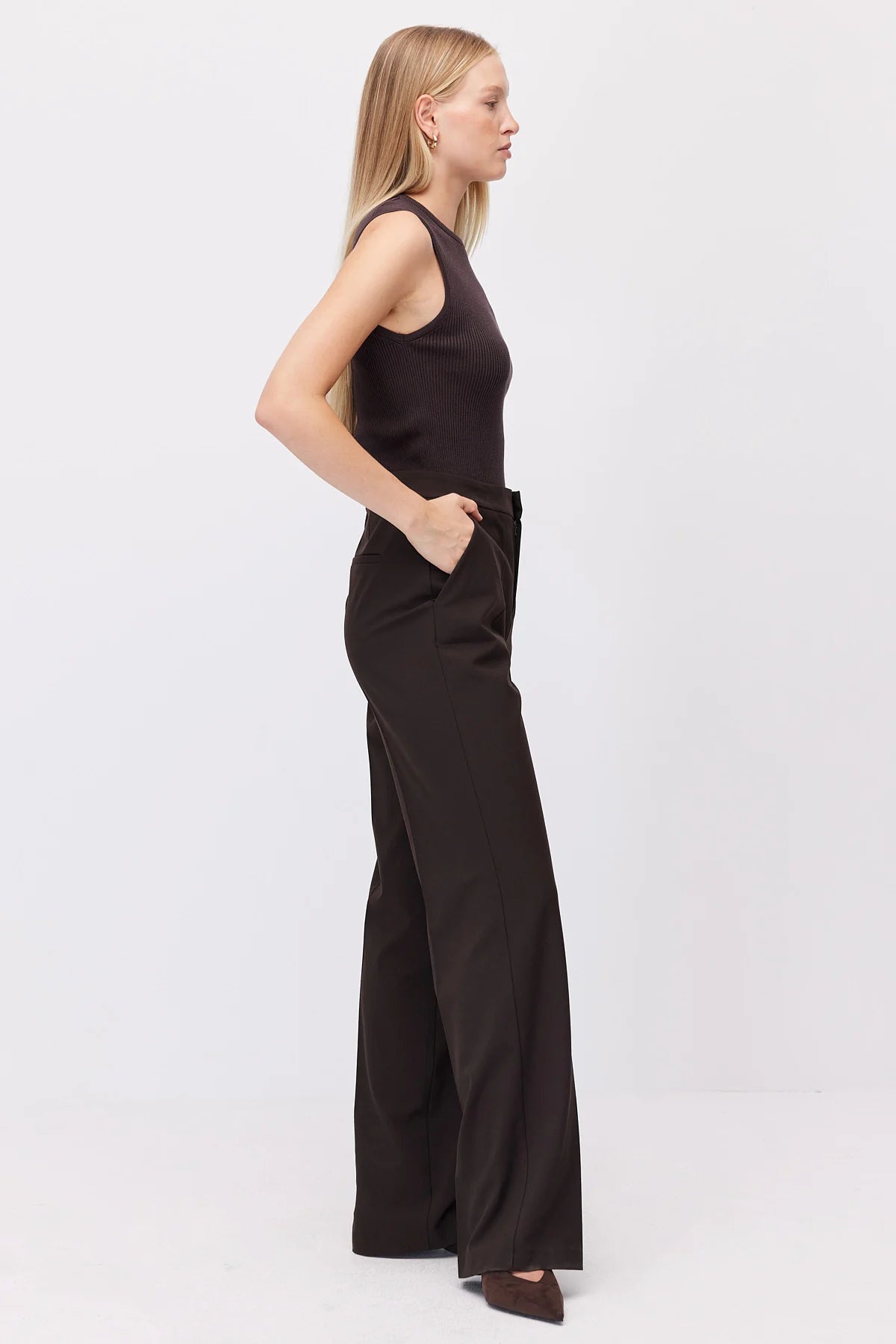 Women's Wide Leg Fabric Trousers