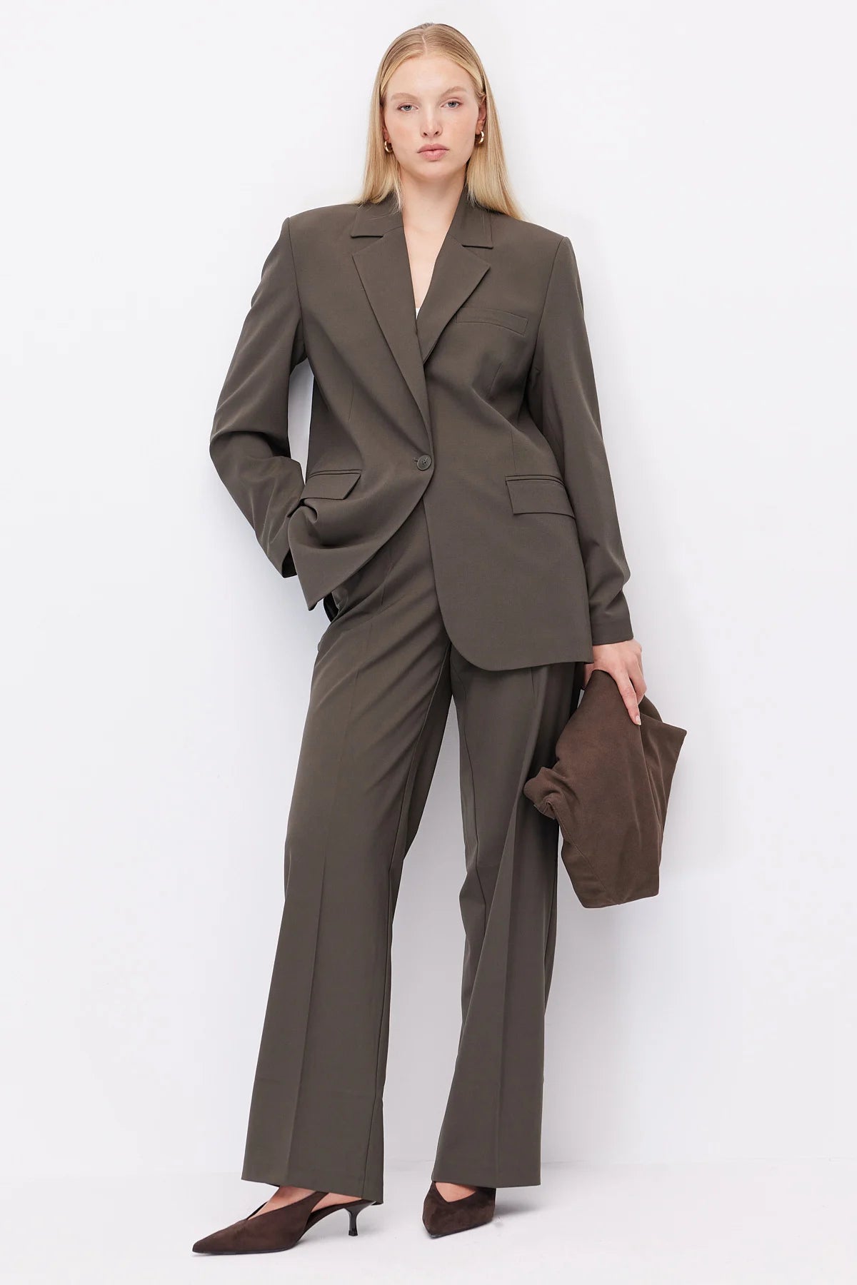 Women's Wide Leg Fabric Trousers