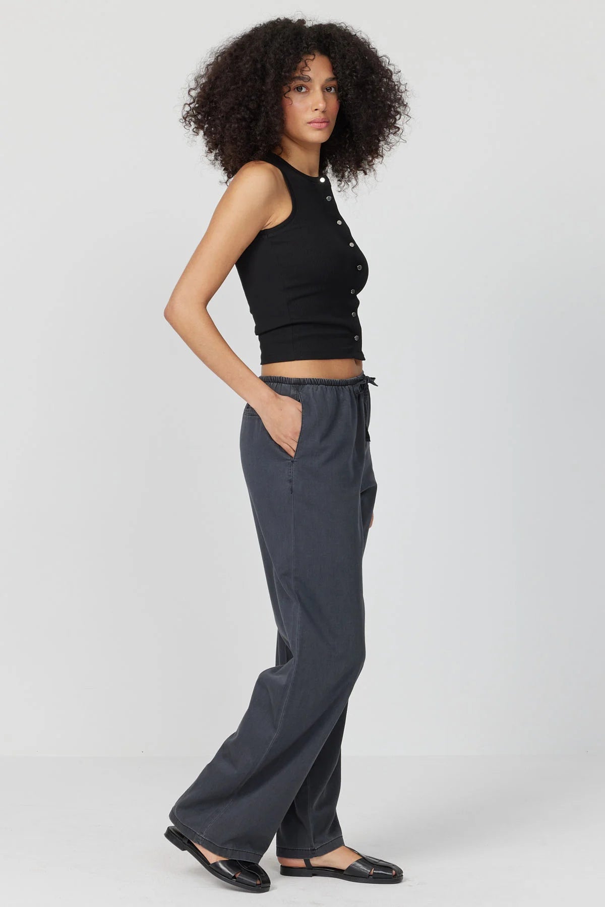 Women’s Elastic Waist Denim Trousers