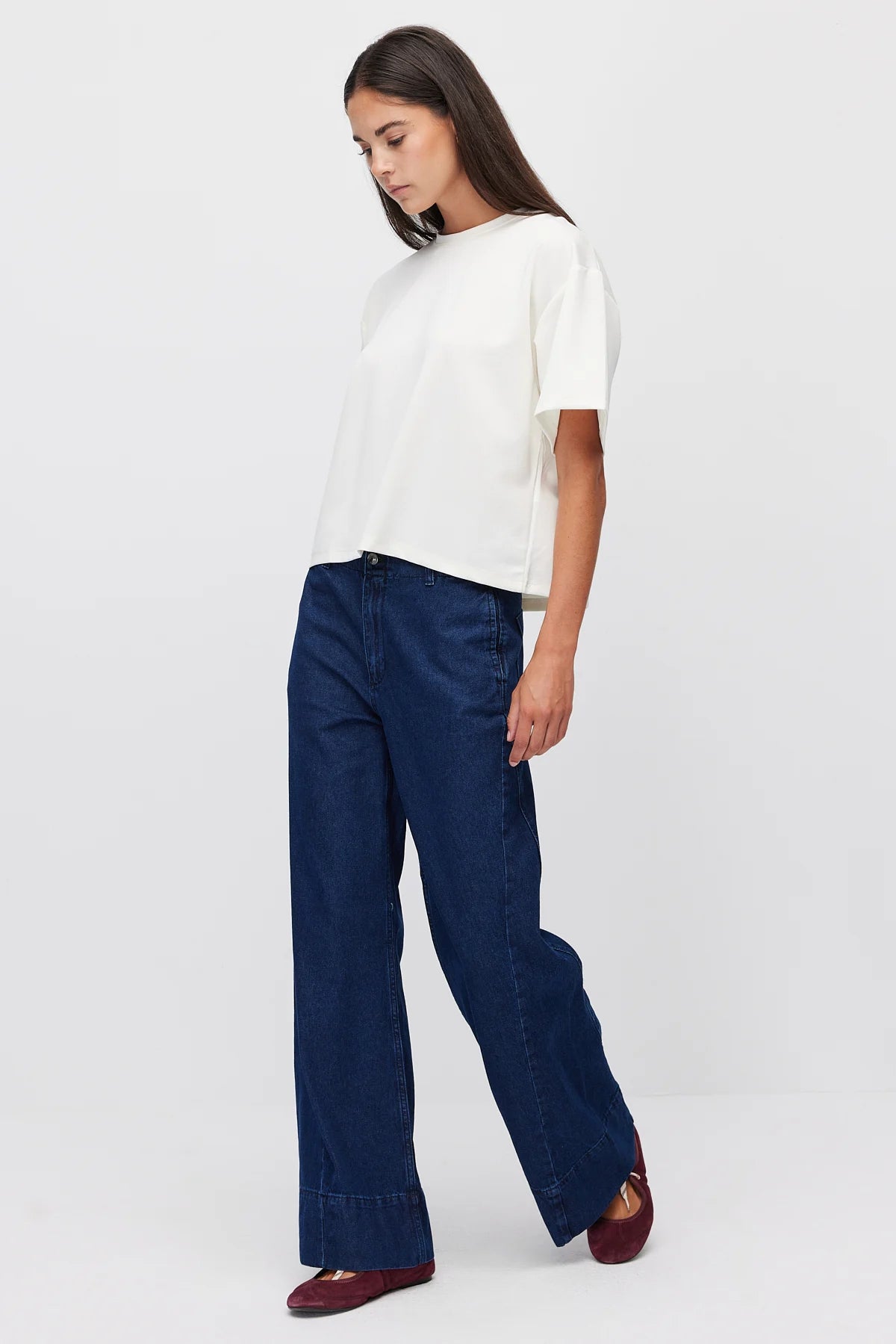 Women's Wide Double Hem Detail Jeans