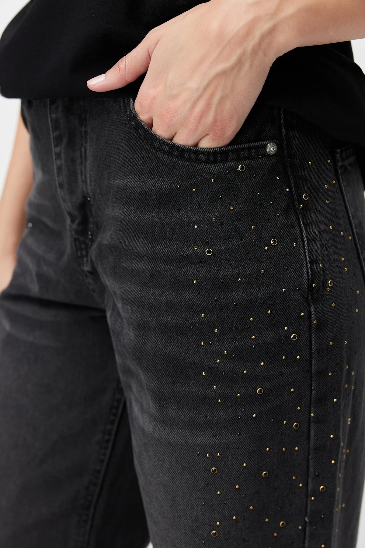Women's Stone Embellished Wide Leg Jeans