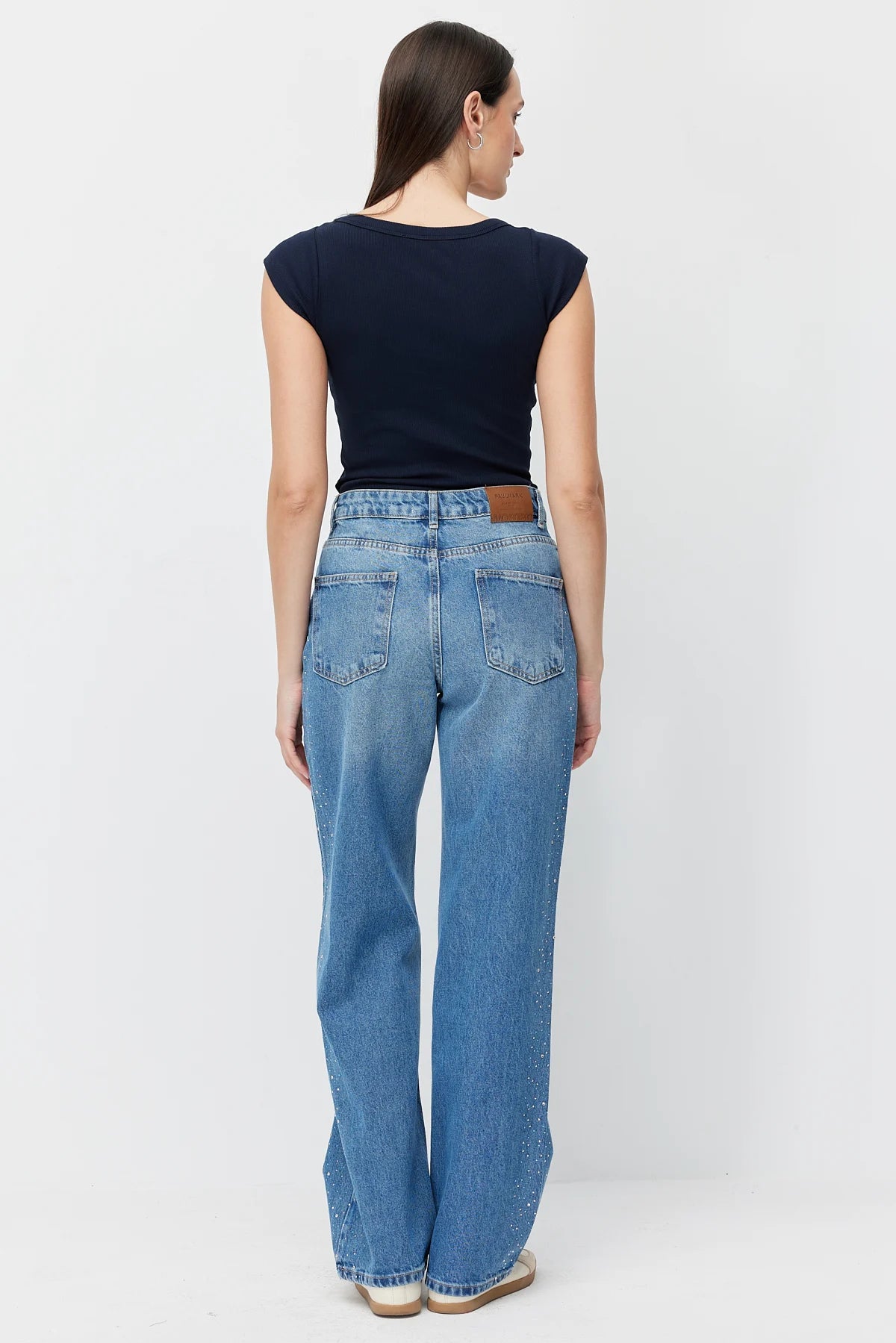 Women's Stone Embellished Wide Leg Jeans