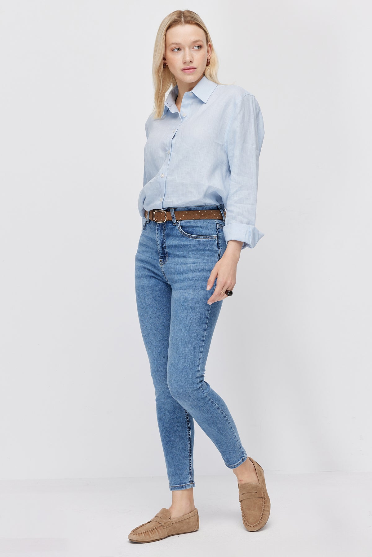 Women's High-Waisted Slim-Fit Trousers