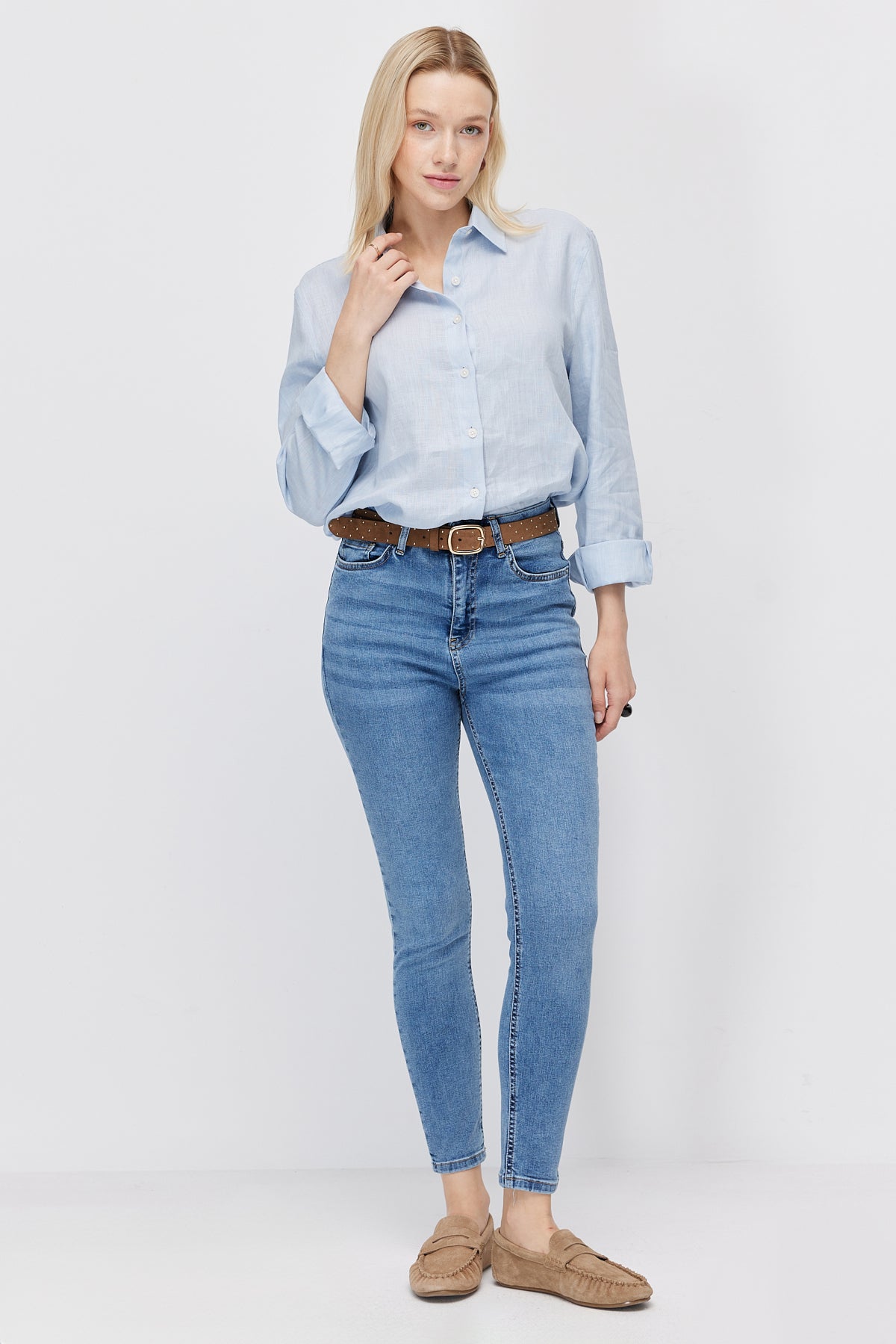 Women's High-Waisted Slim-Fit Trousers
