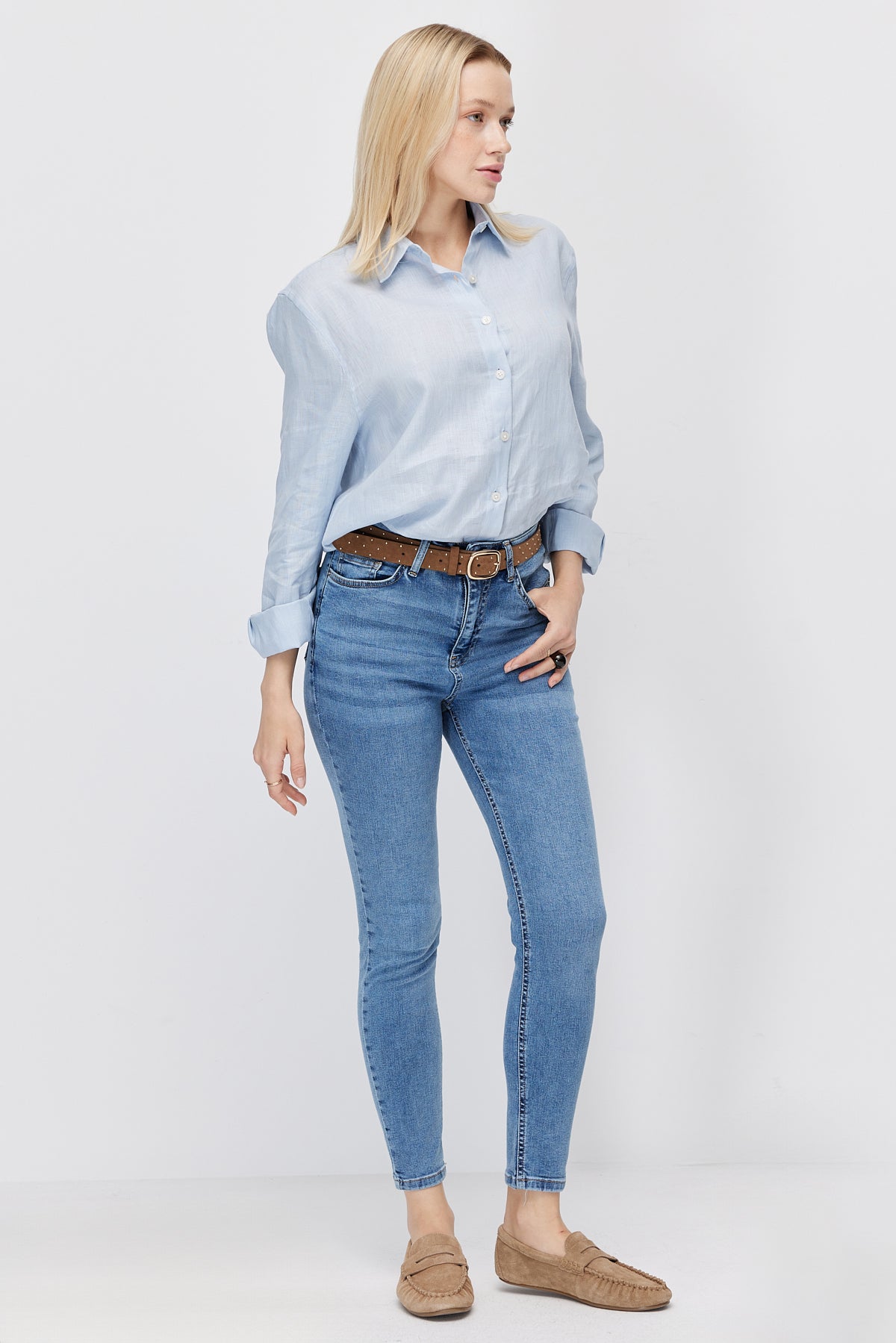 Women's High-Waisted Slim-Fit Trousers