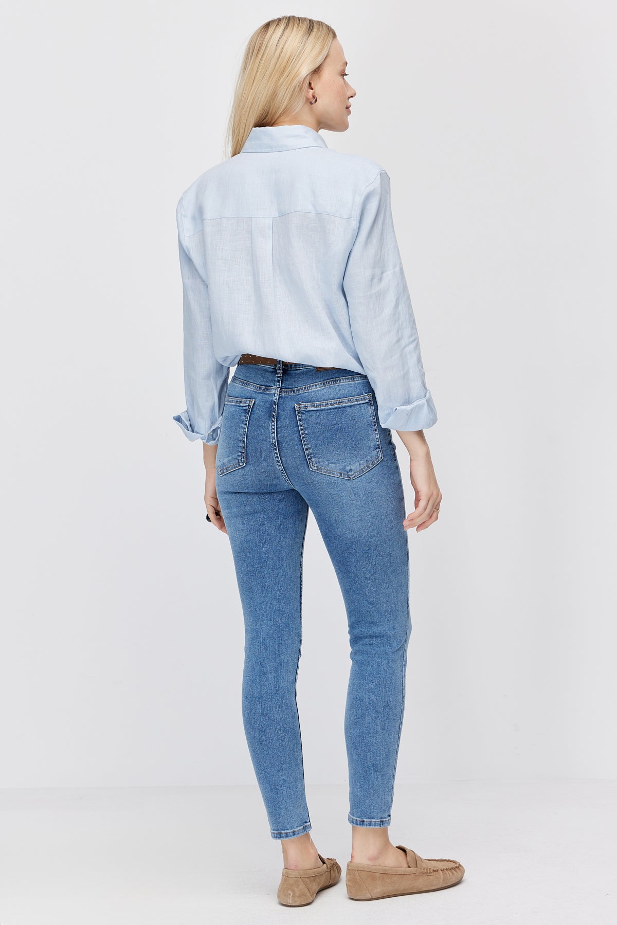 Women's High-Waisted Slim-Fit Trousers