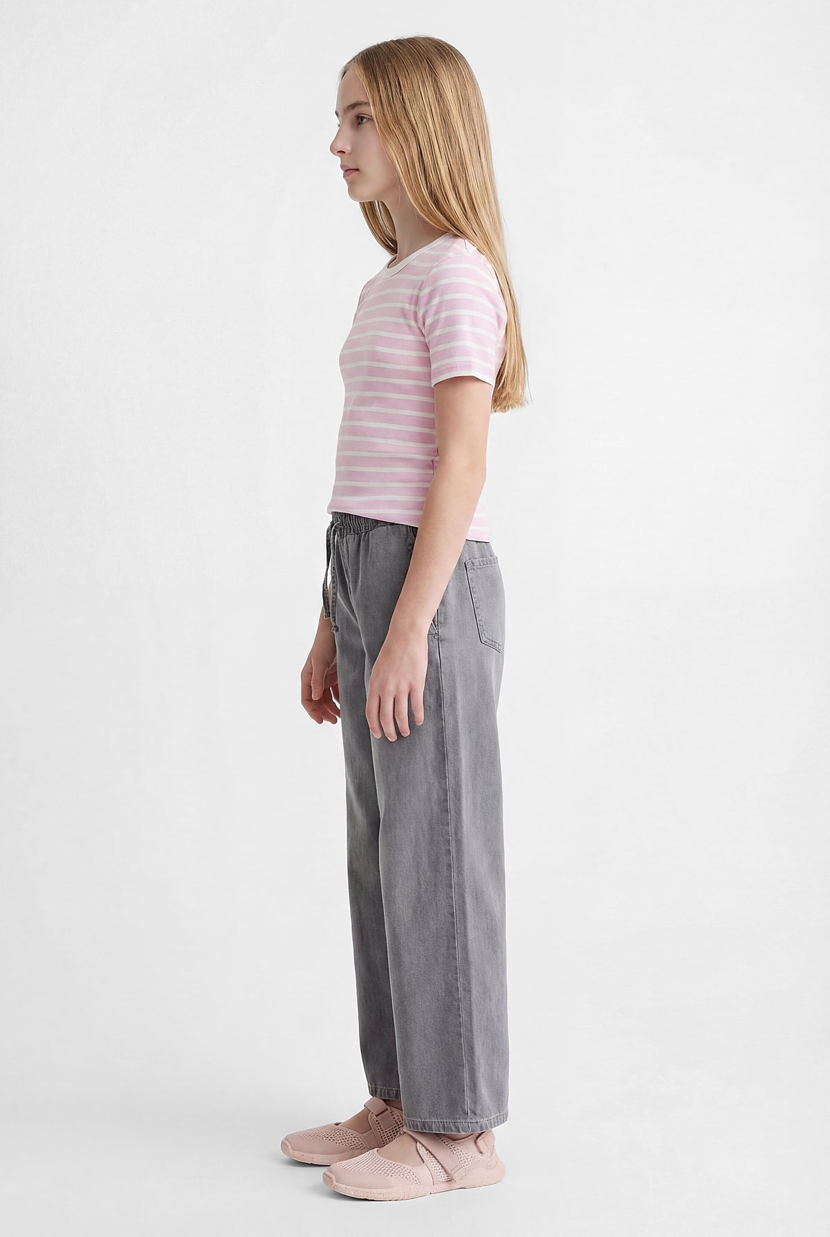 Girls' Wide Leg Elastic Waist Jeans