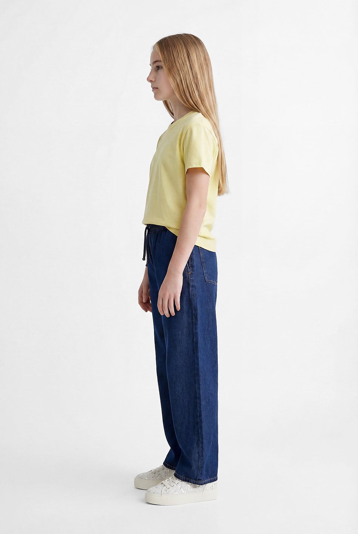Girls' Wide Leg Elastic Waist Jeans