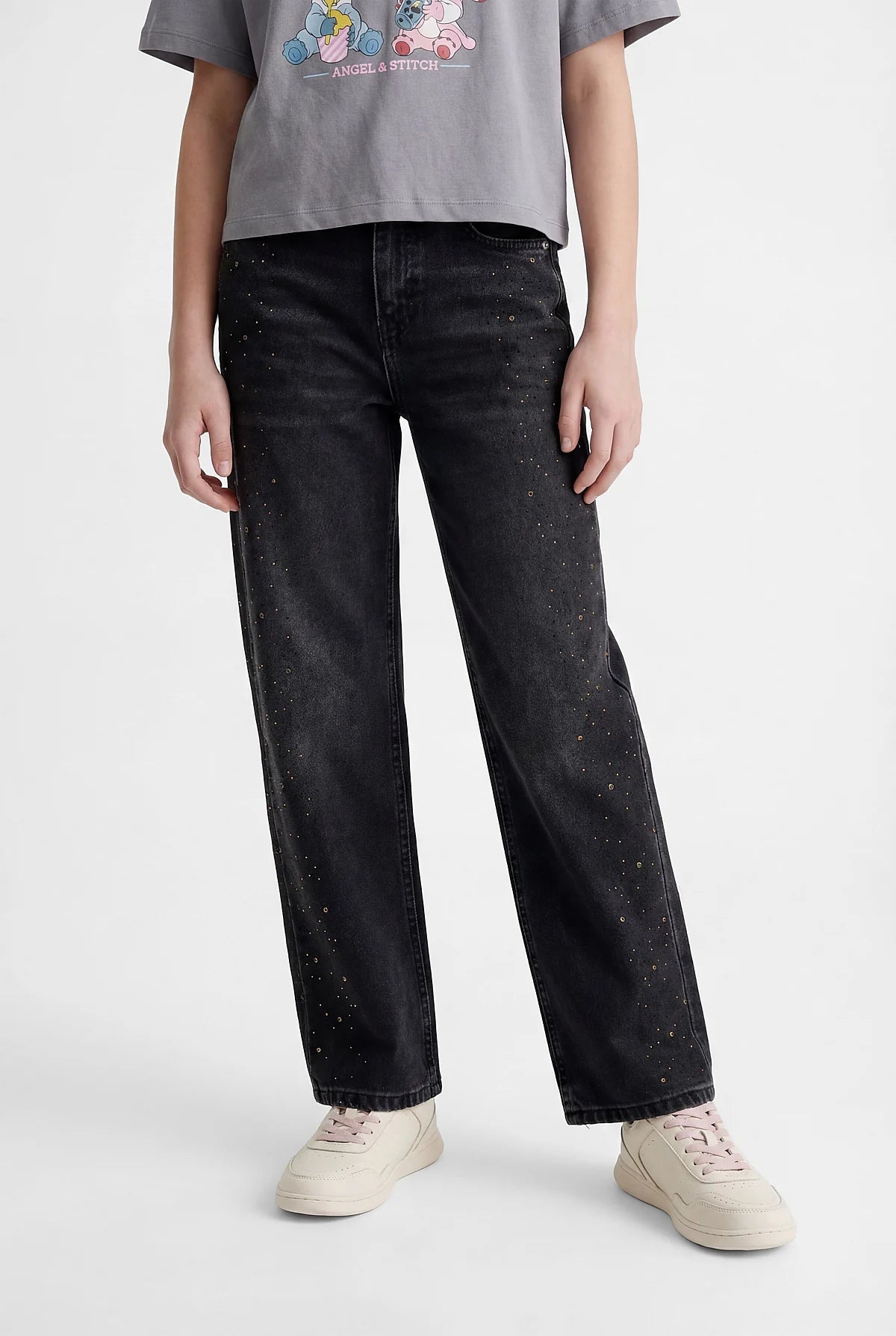 Girls' Rhinestone Embellished Denim Pants