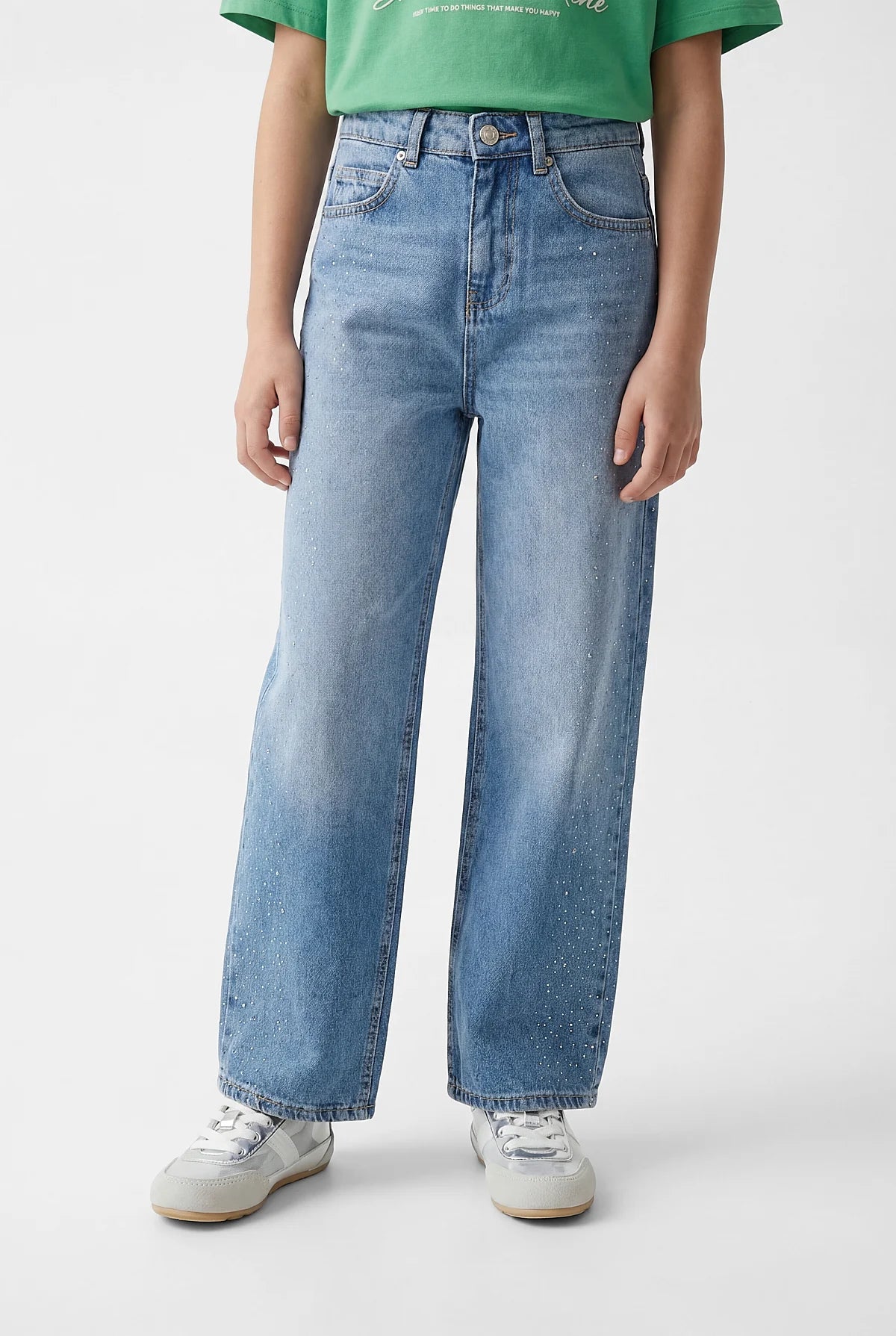 Girls' Rhinestone Embellished Denim Pants
