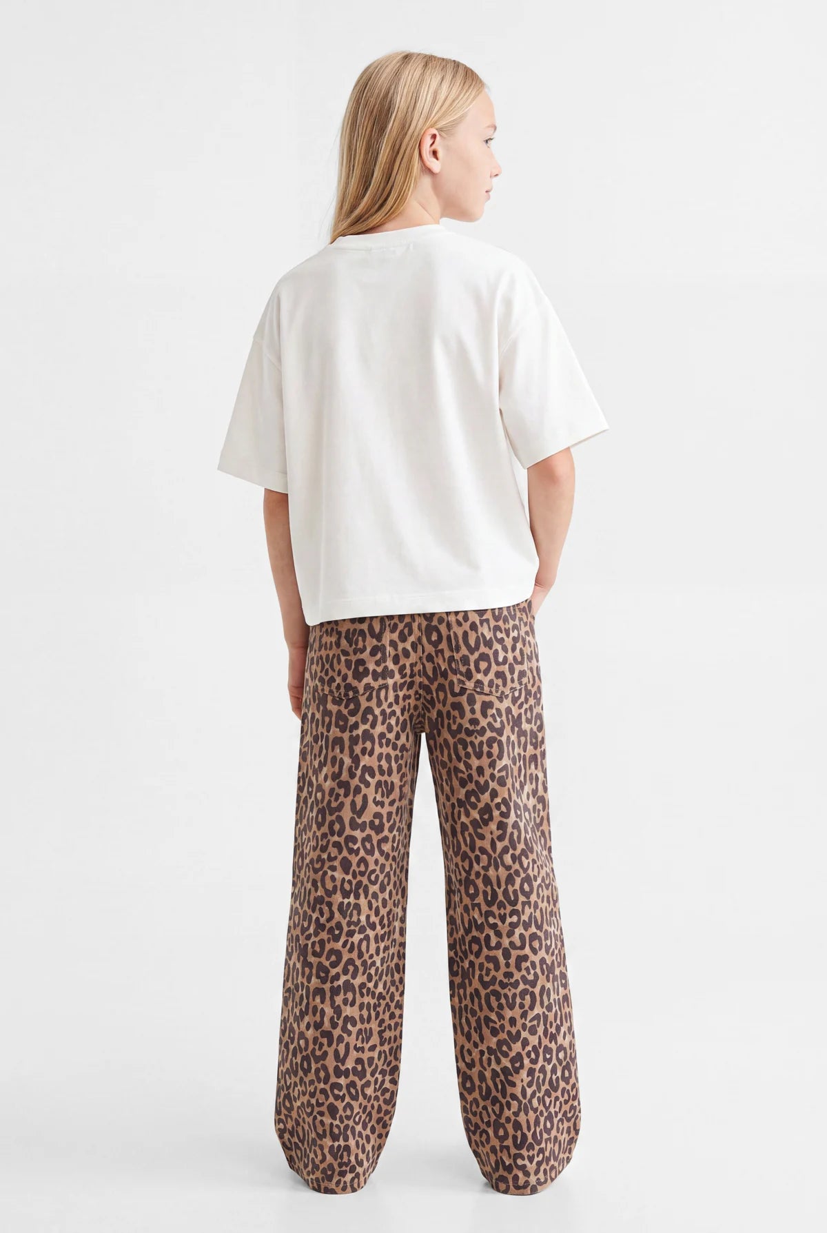 Girls' Leopard Print Wide Leg Trousers