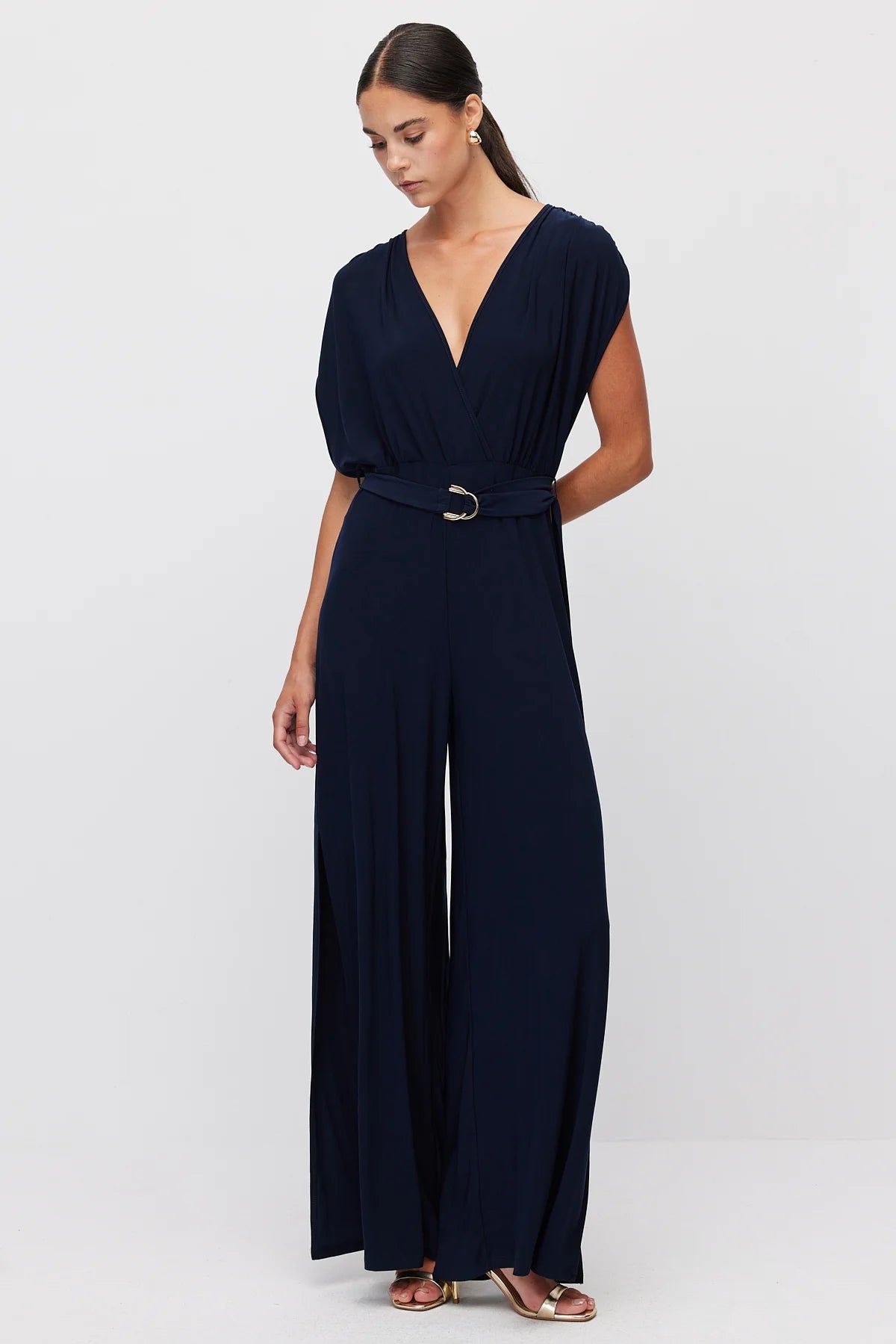 Women's Wide Leg Jumpsuit with Slit