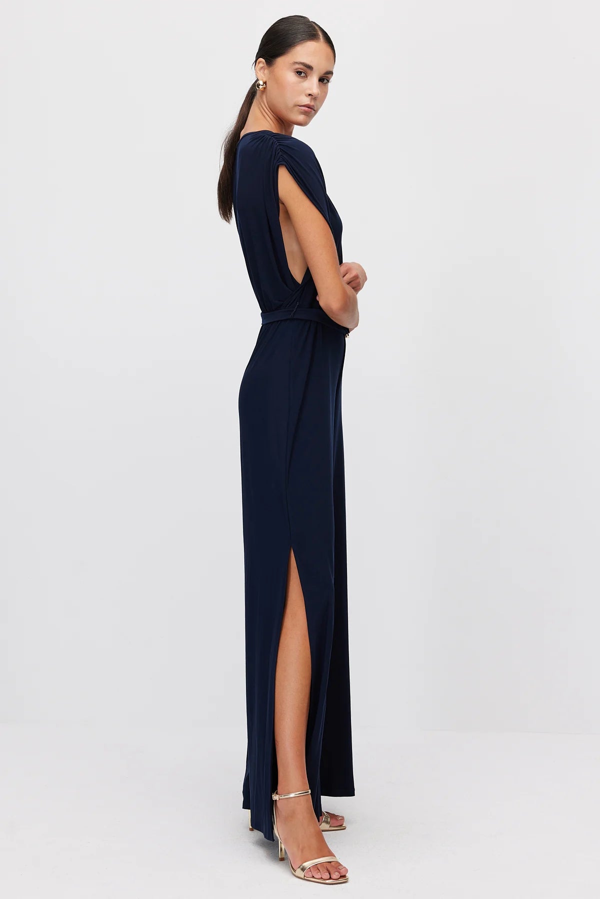 Women's Wide Leg Jumpsuit with Slit