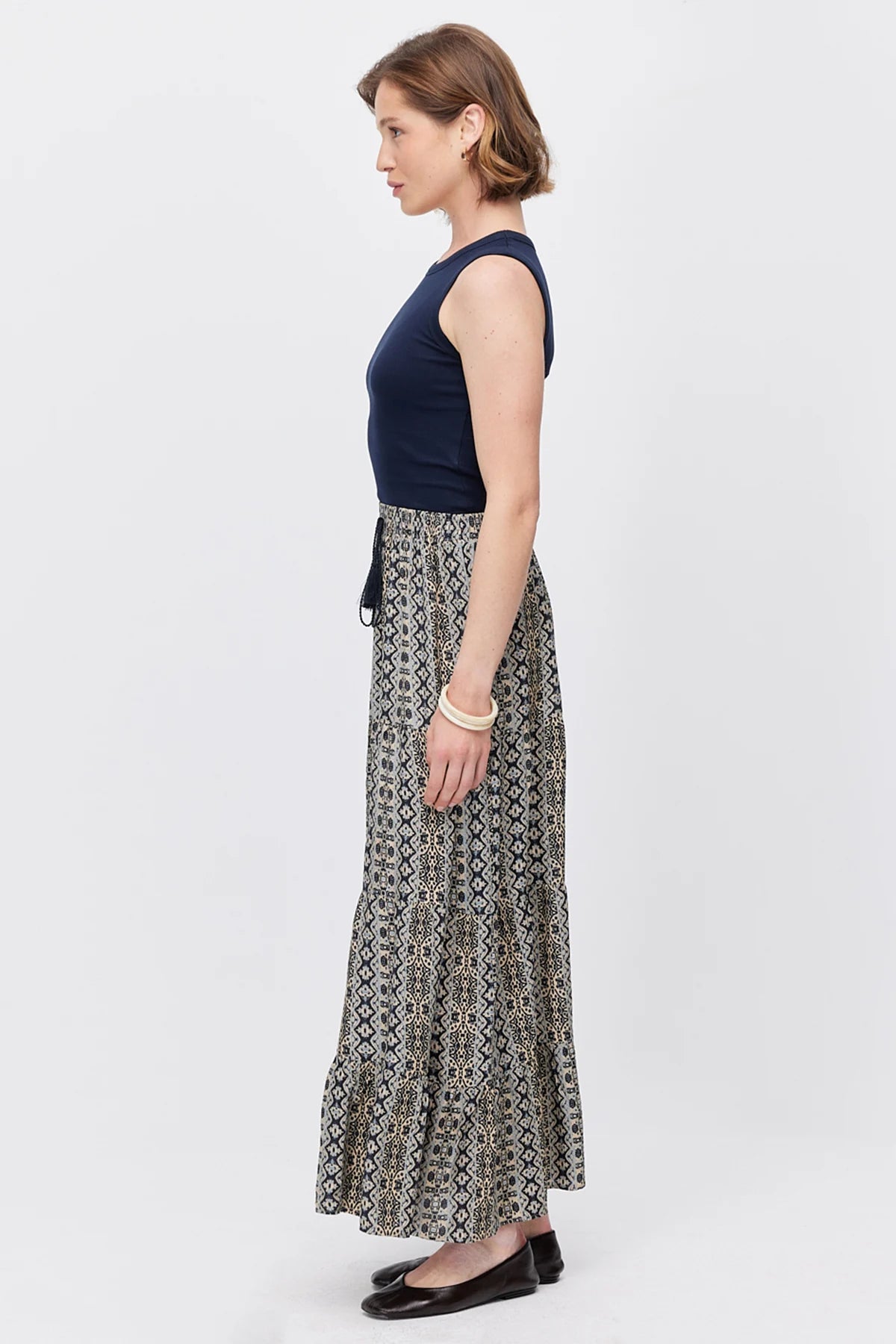 Women's Patterned Skirt with Elastic Waistband