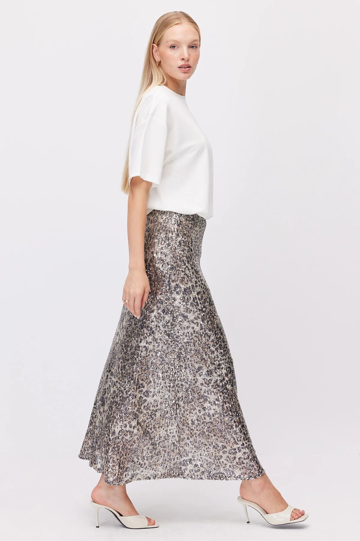 Women's Metallic Look Skirt