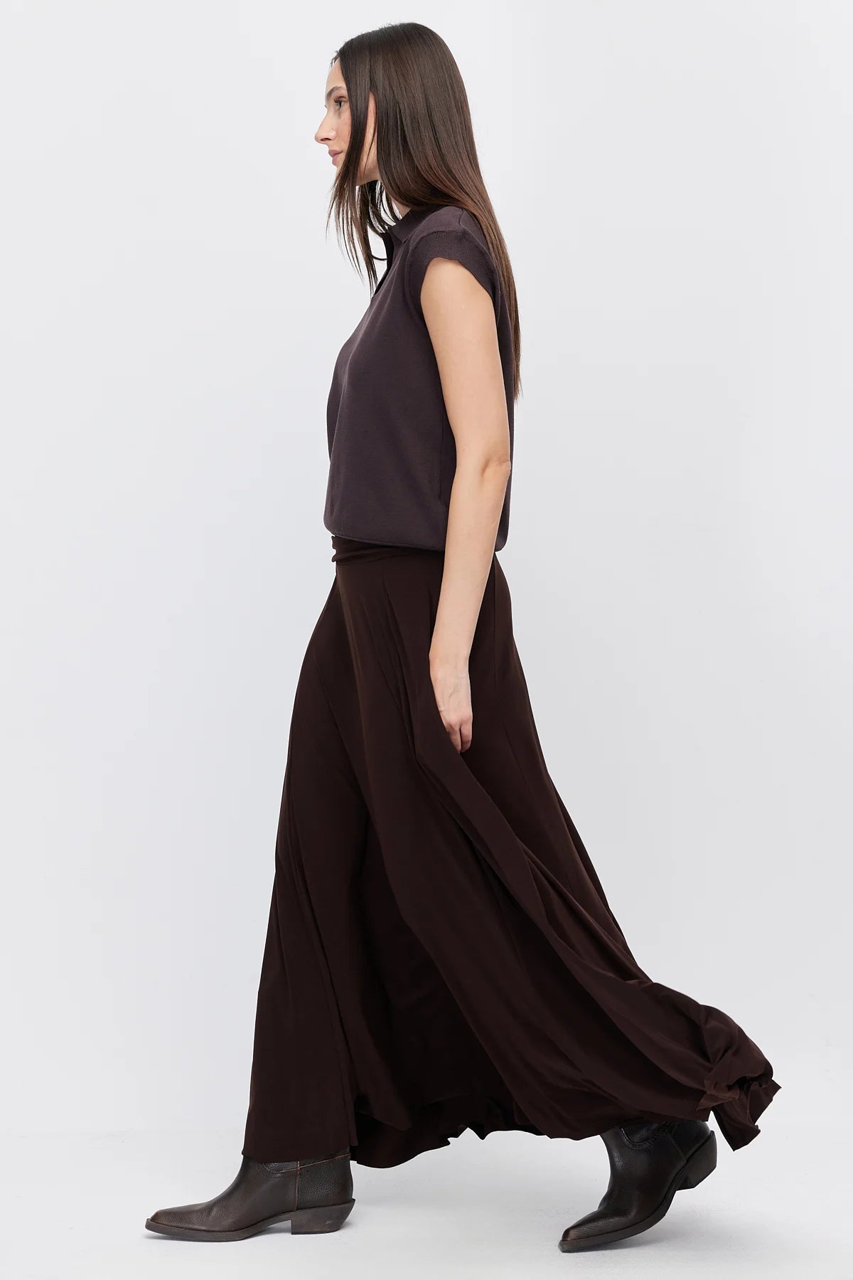 Women's Gathered Detail Flared Skirt