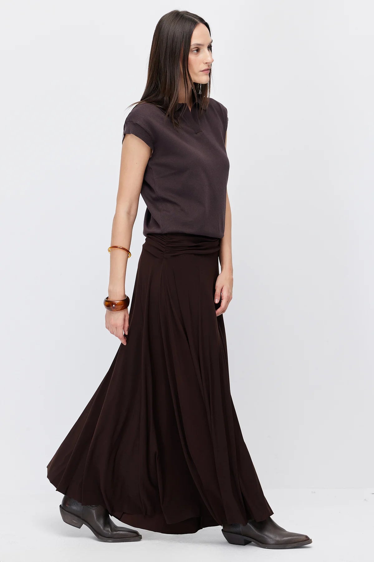 Women's Gathered Detail Flared Skirt