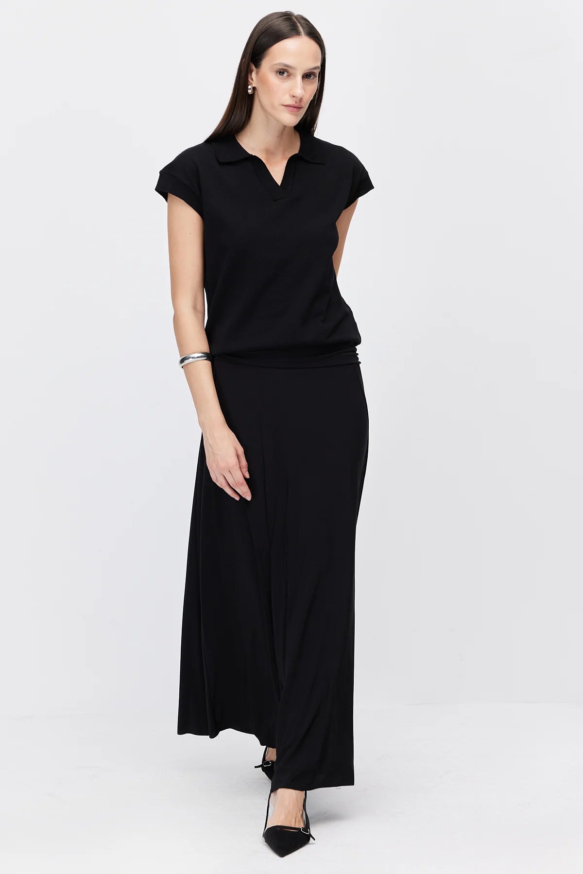 Women's Gathered Detail Flared Skirt