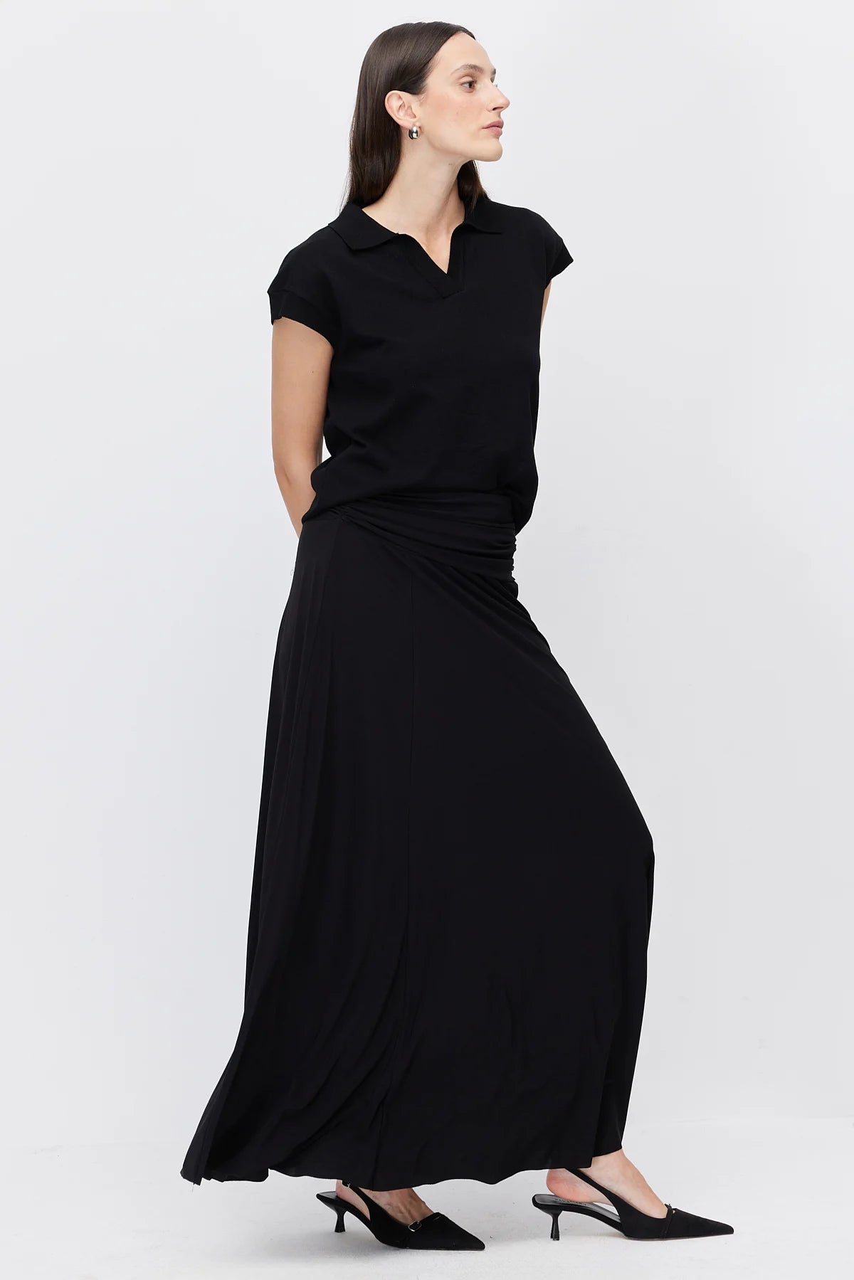 Women's Gathered Detail Flared Skirt