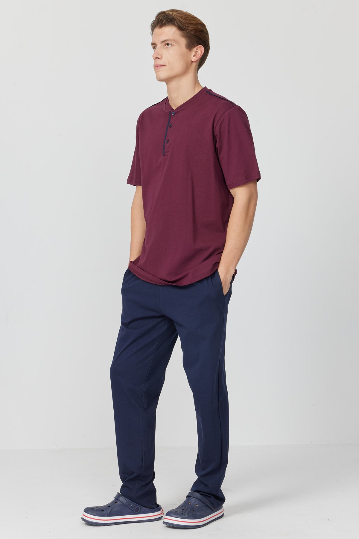 Men's Short-Sleeved Textured Pajama Set