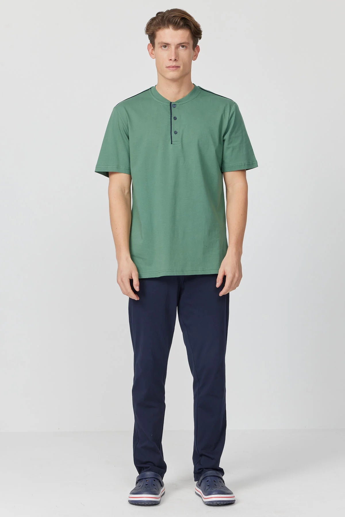 Men's Short-Sleeved Textured Pajama Set
