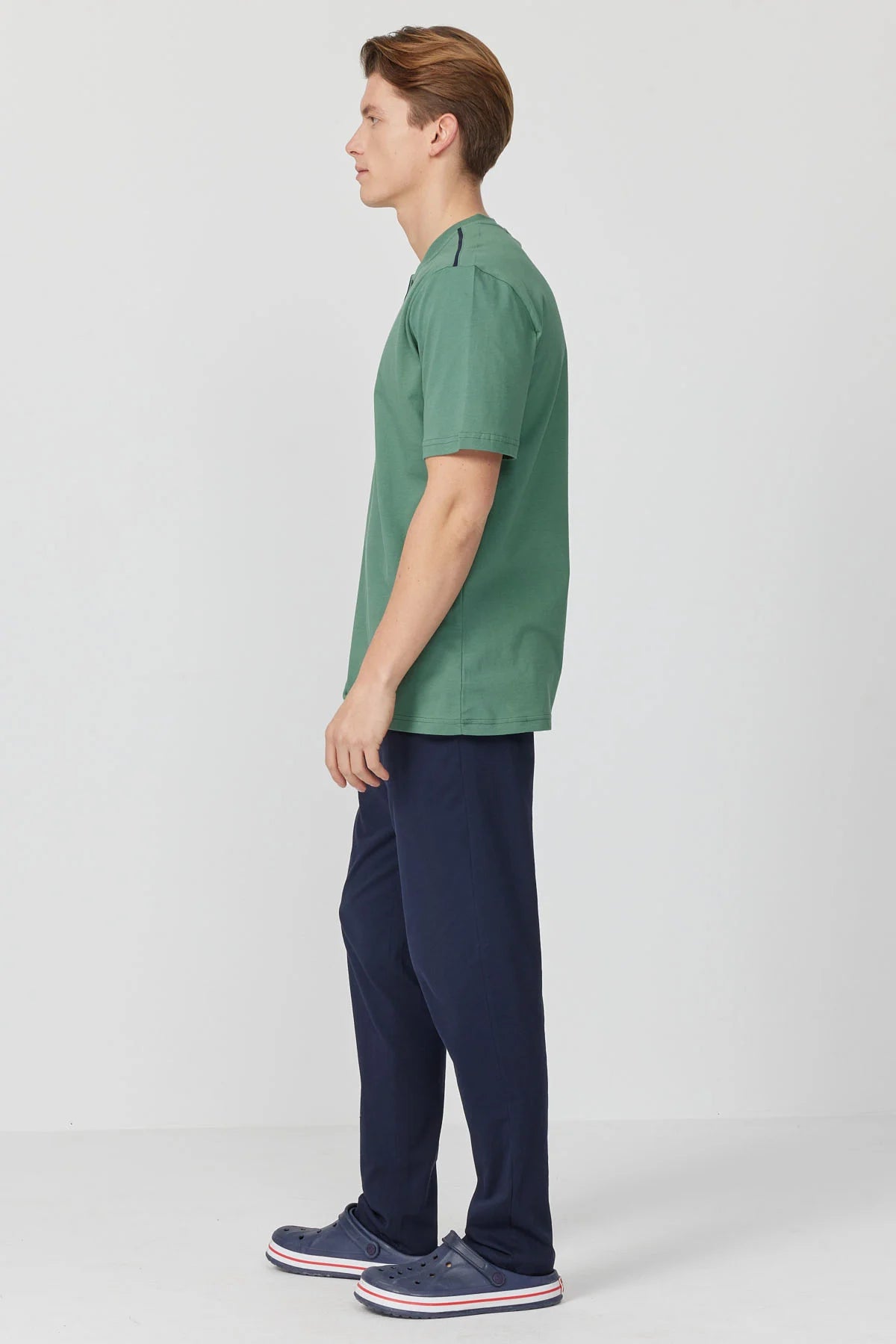 Men's Short-Sleeved Textured Pajama Set